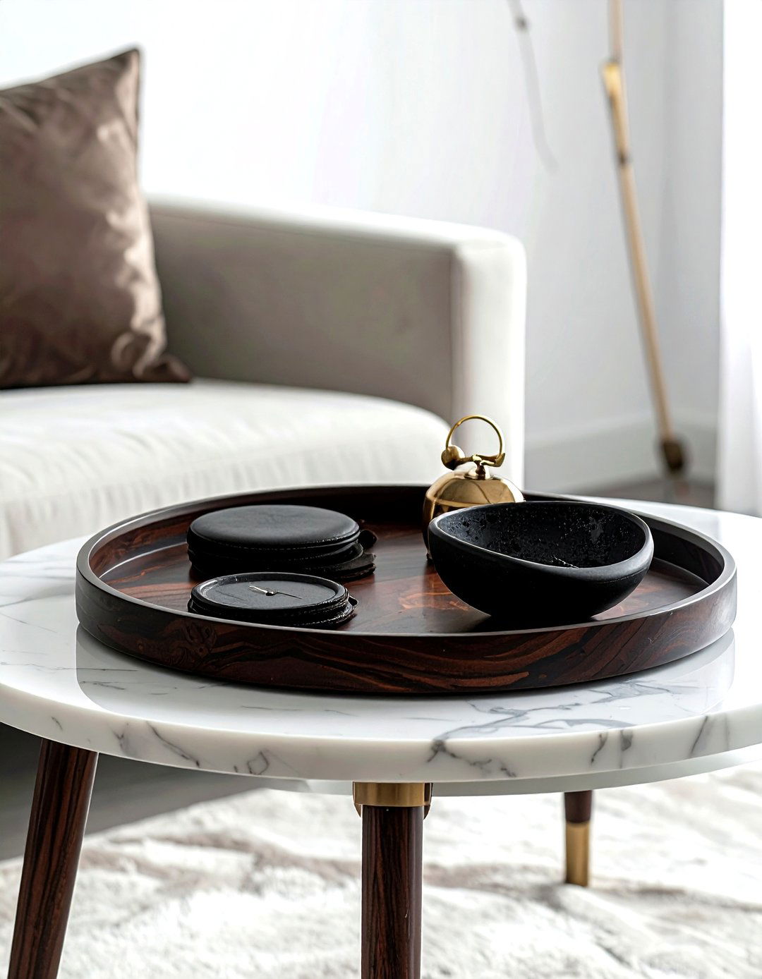 Dark Walnut Tray - 30 coffee table tray ideas