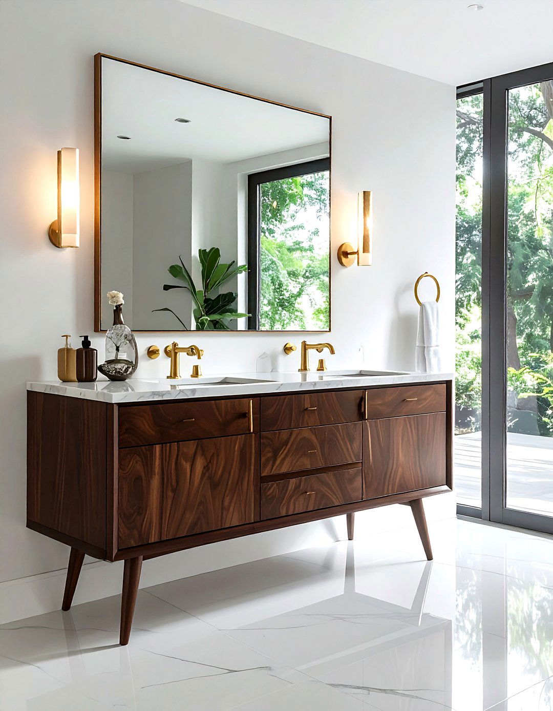 Dark Walnut Vanity - 30 wood bathroom ideas