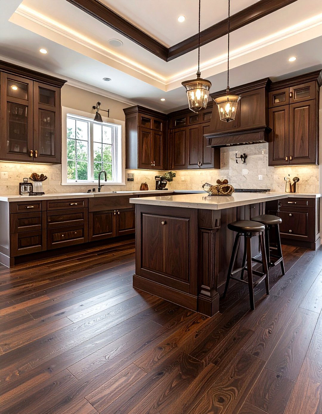 Dark Walnut Vinyl Plank - 30 vinyl floor kitchen ideas