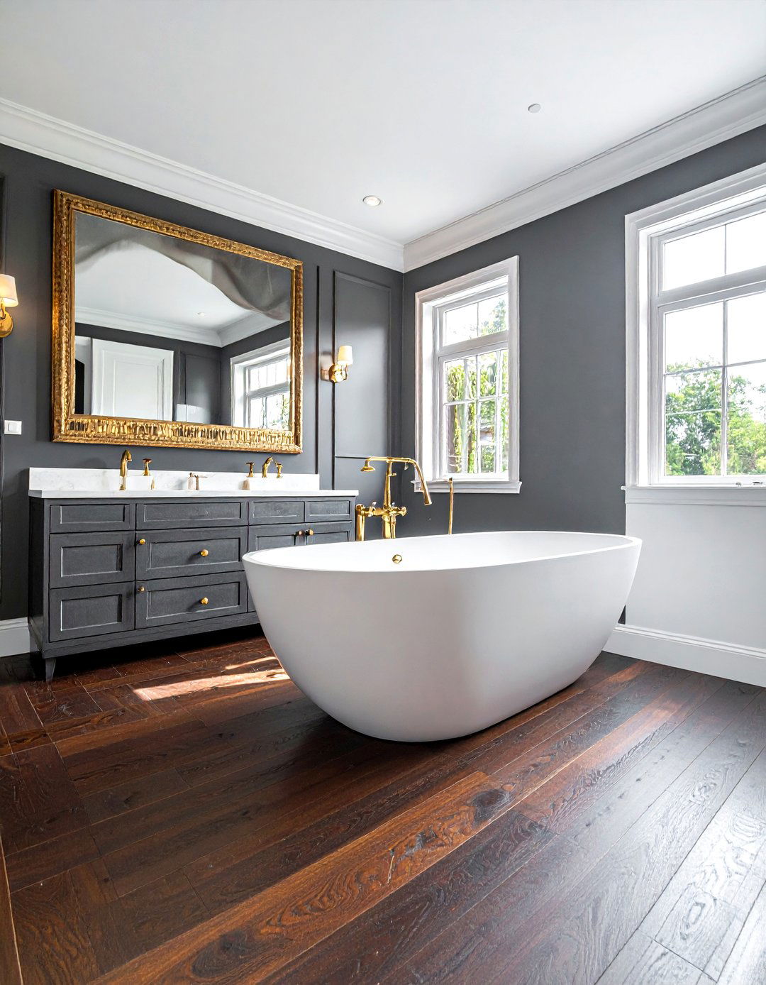 Dark Walnut Wood Bathroom Floor - 30 wood floor bathroom ideas