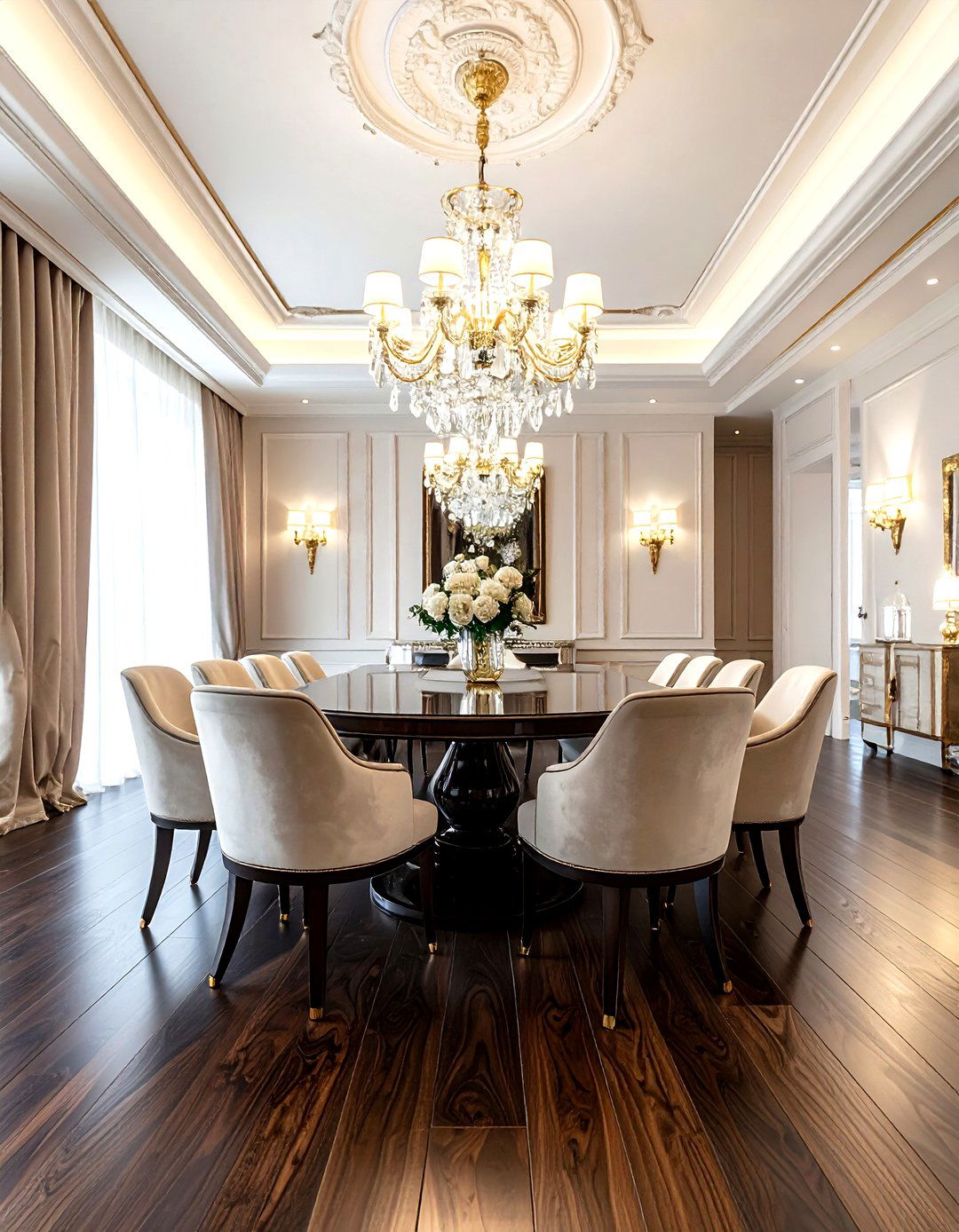 Dark Walnut Wood Floor - 30 dining room floor design ideas