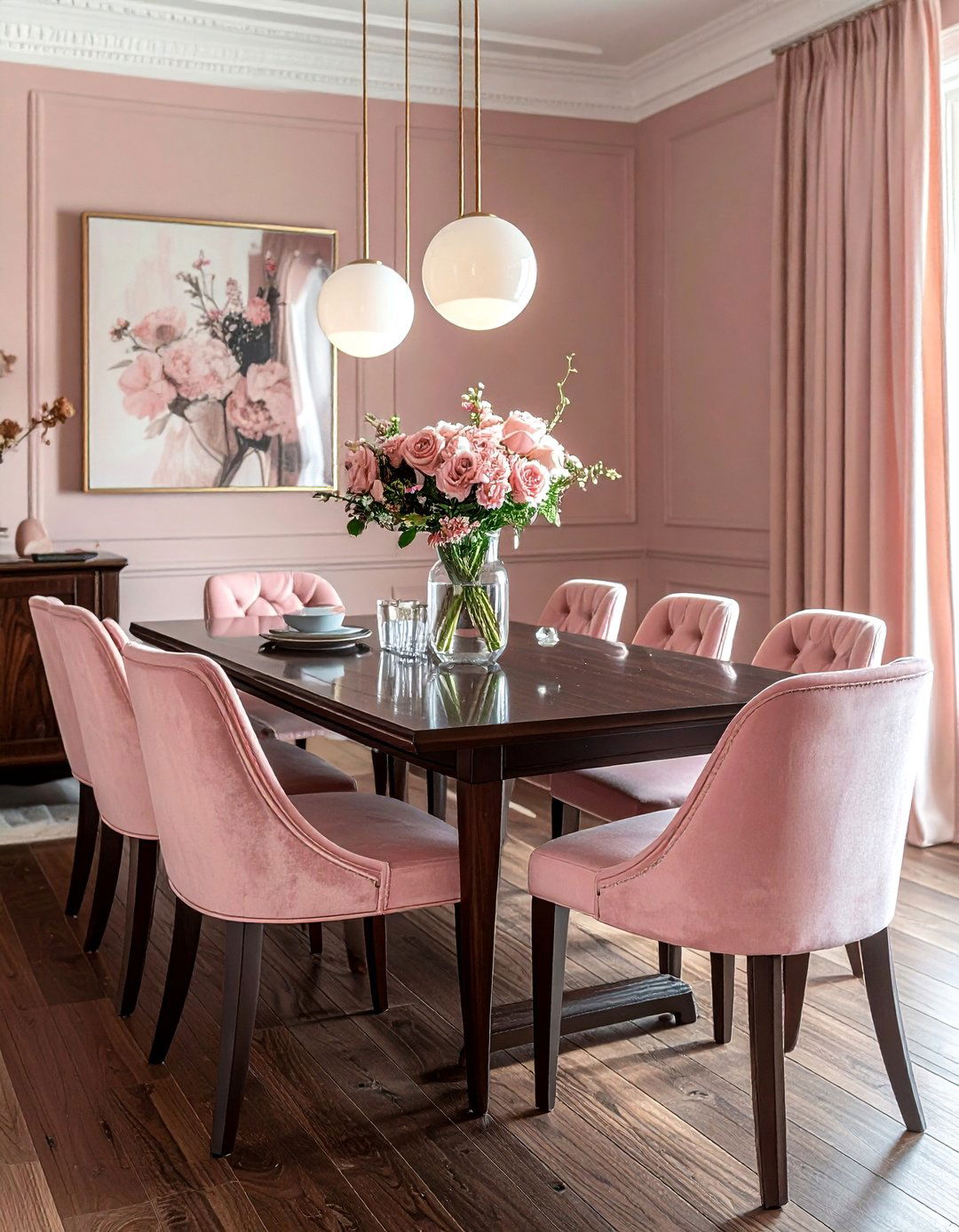 Dark Wood And Blush Dining Room - 30 blush dining room ideas