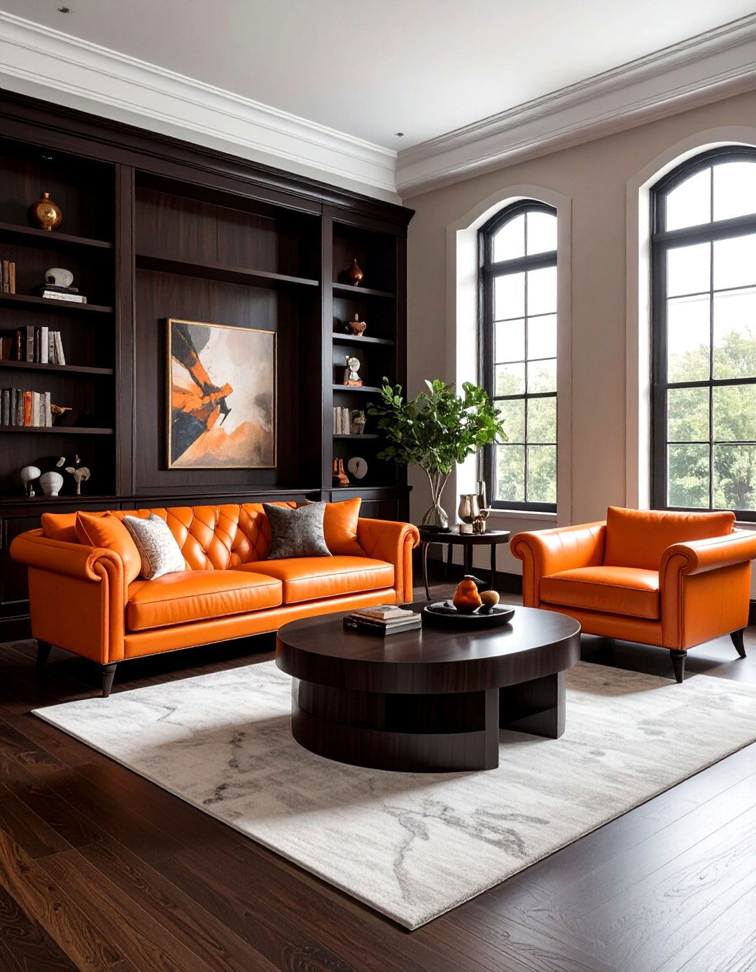 Dark Wood And Orange Furniture - 30 orange living room ideas