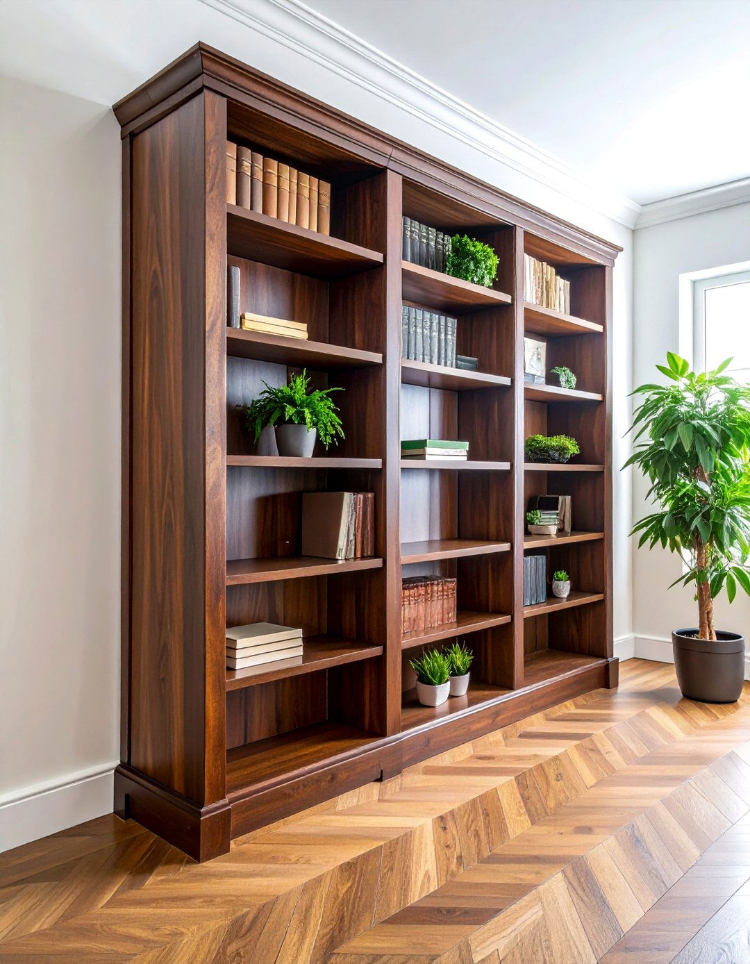 Dark Wood Bookshelf - 30 warm decor ideas