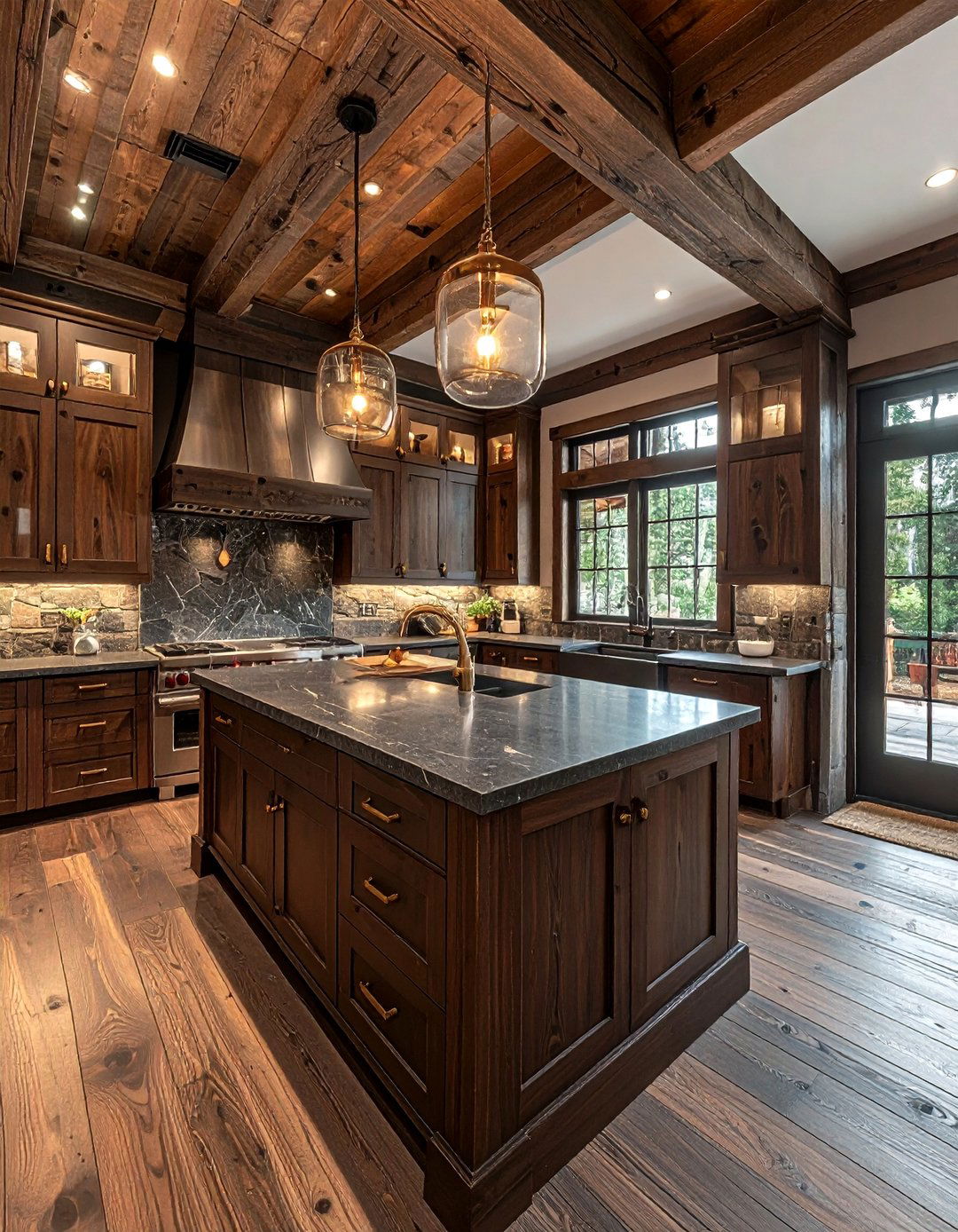 Dark Wood Cabin Kitchen - 30 rustic cabin kitchen ideas