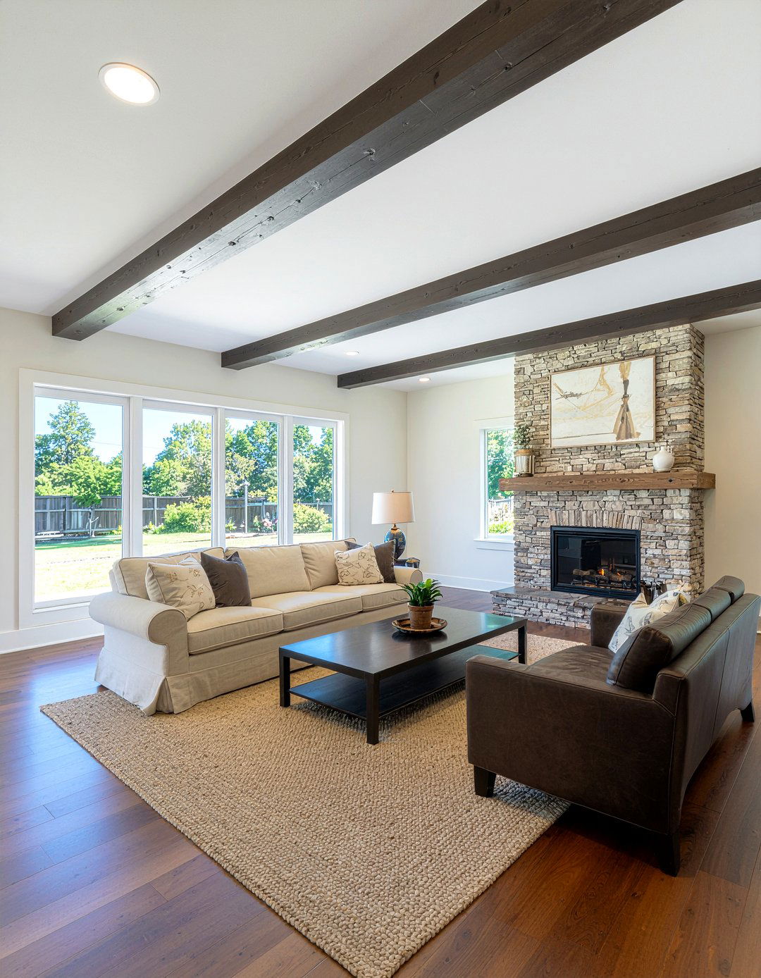 Dark Wood Ceiling Beams - 30 espresso living room ideas
