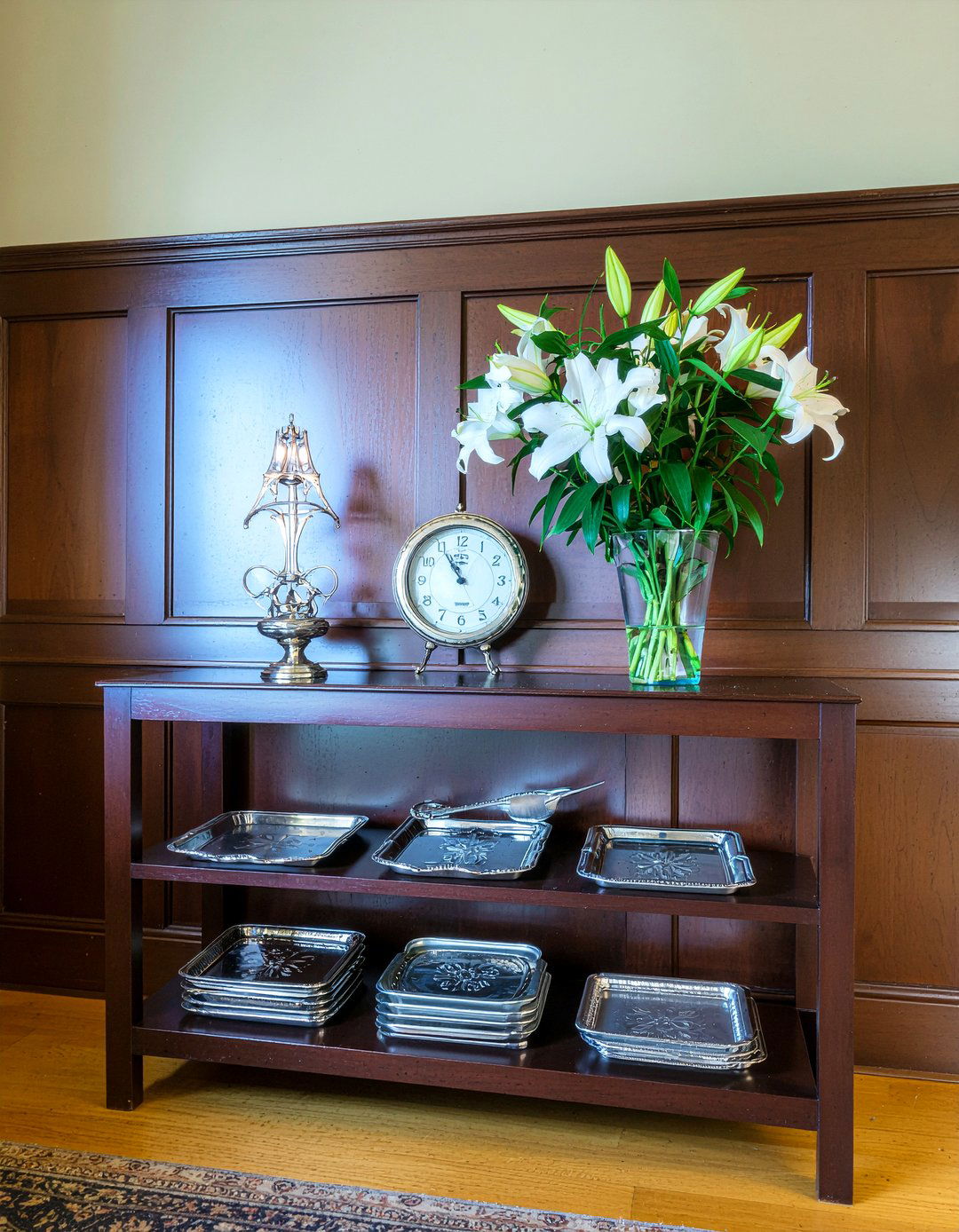 Dark Wood Credenza - 30 living room buffet ideas