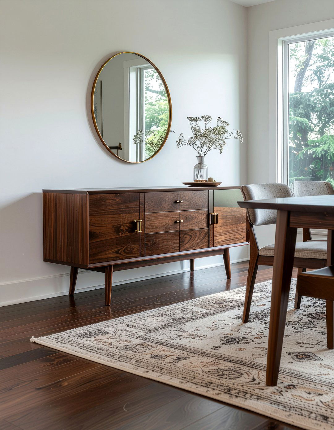 Dark Wood Credenza - 30 dining room timeless element ideas