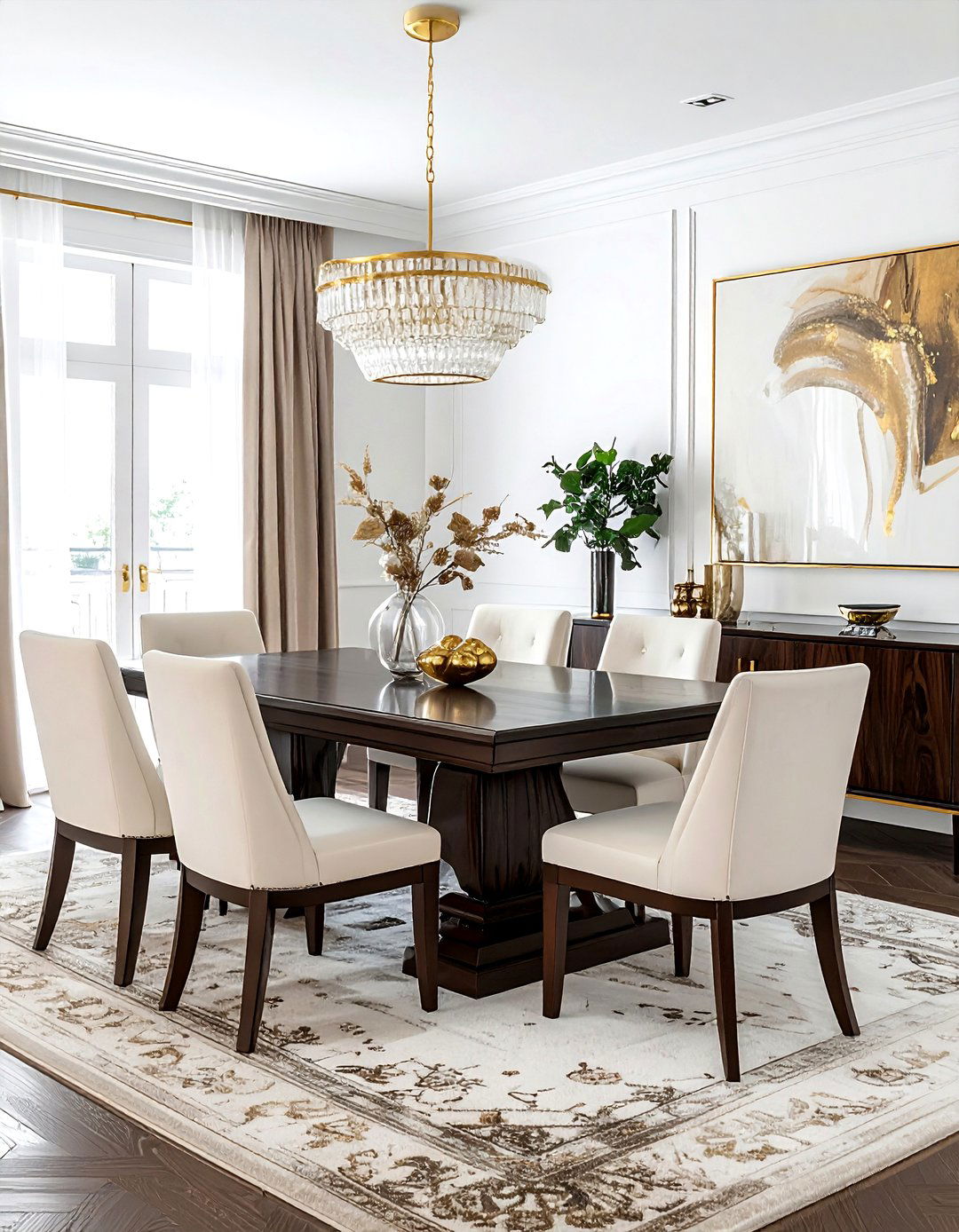 Dark Wood Dining Set - 30 apartment dining room ideas