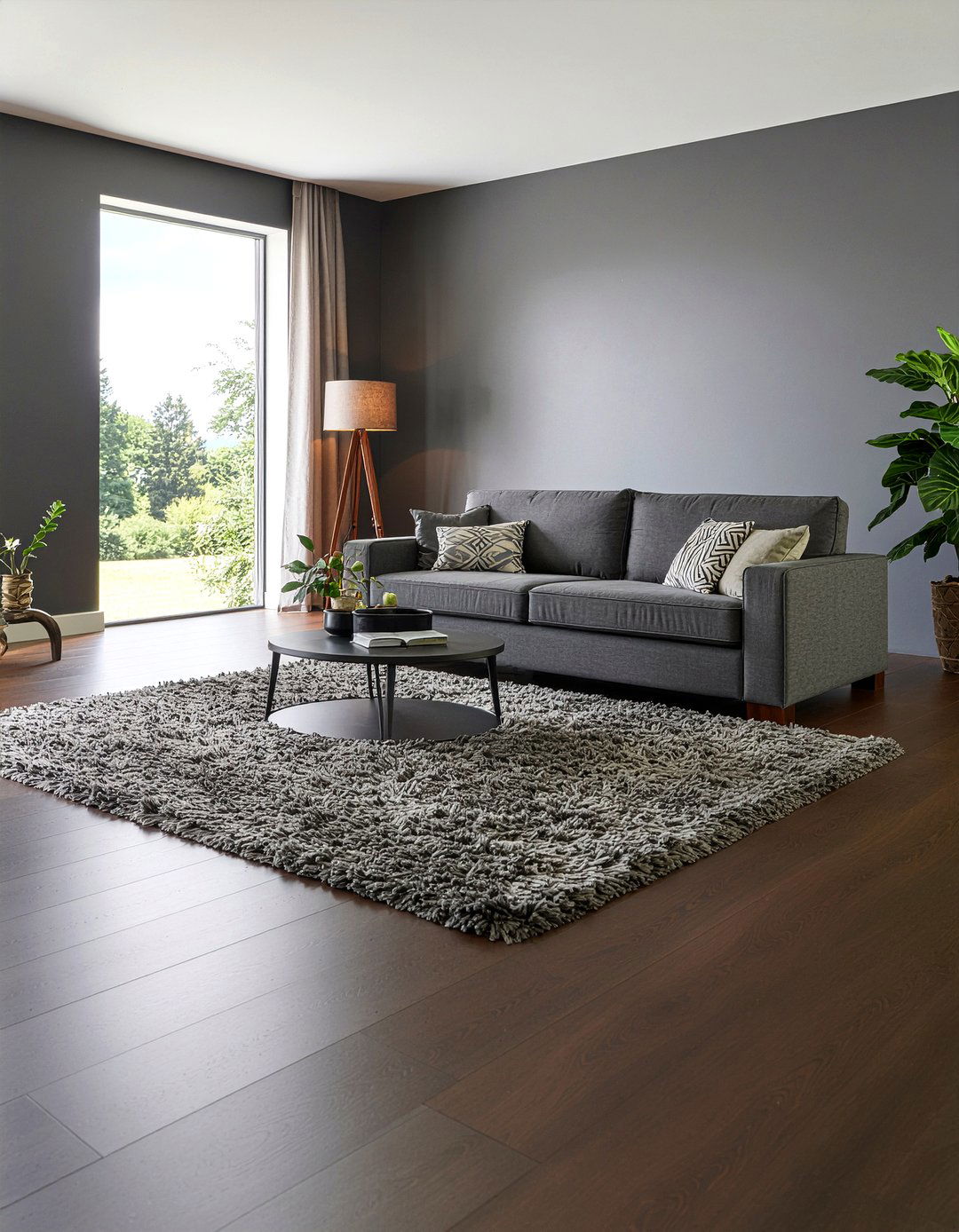 Dark Wood Floors - 30 all black living room ideas