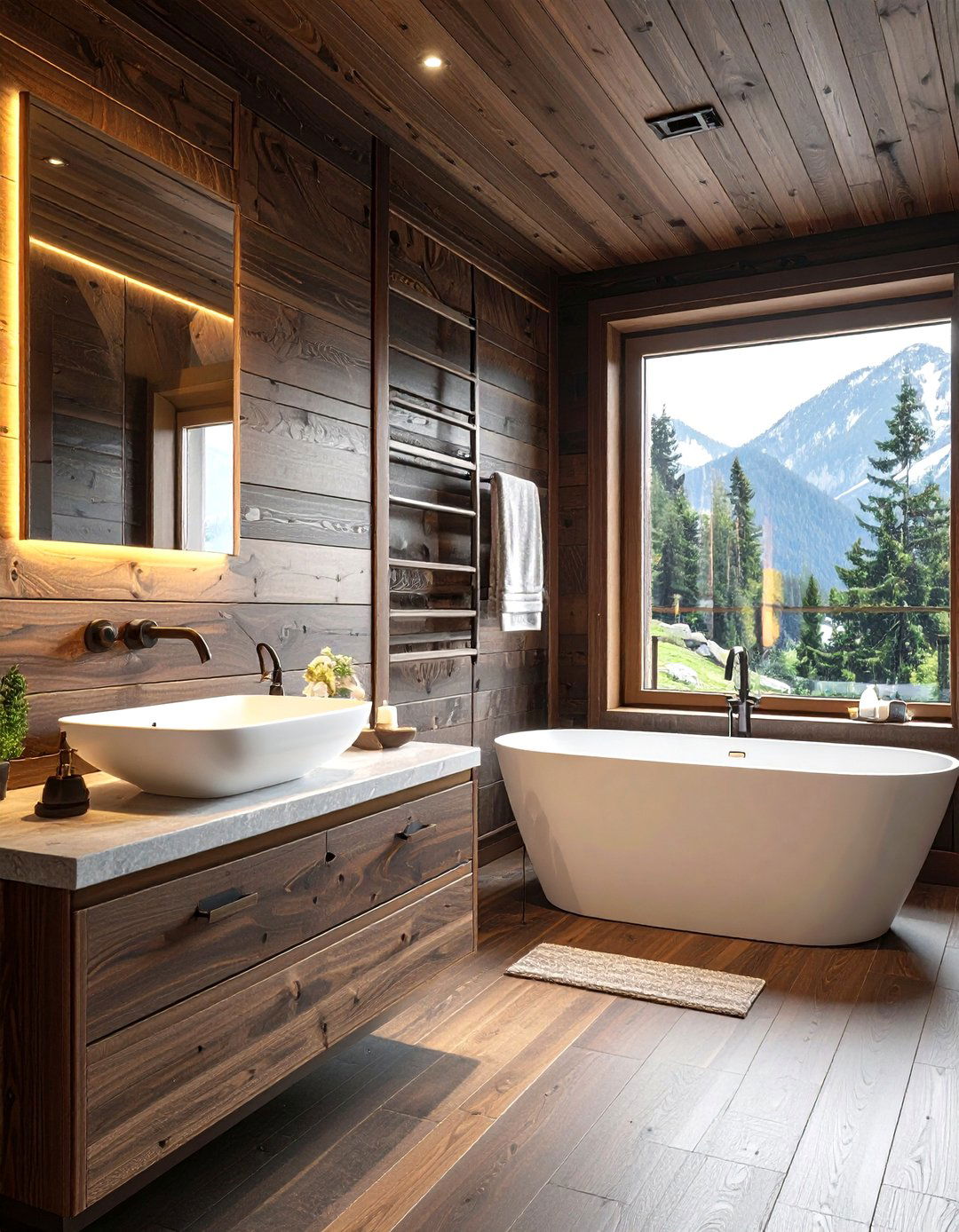 Dark Wood Interior - 30 chalet bathroom ideas