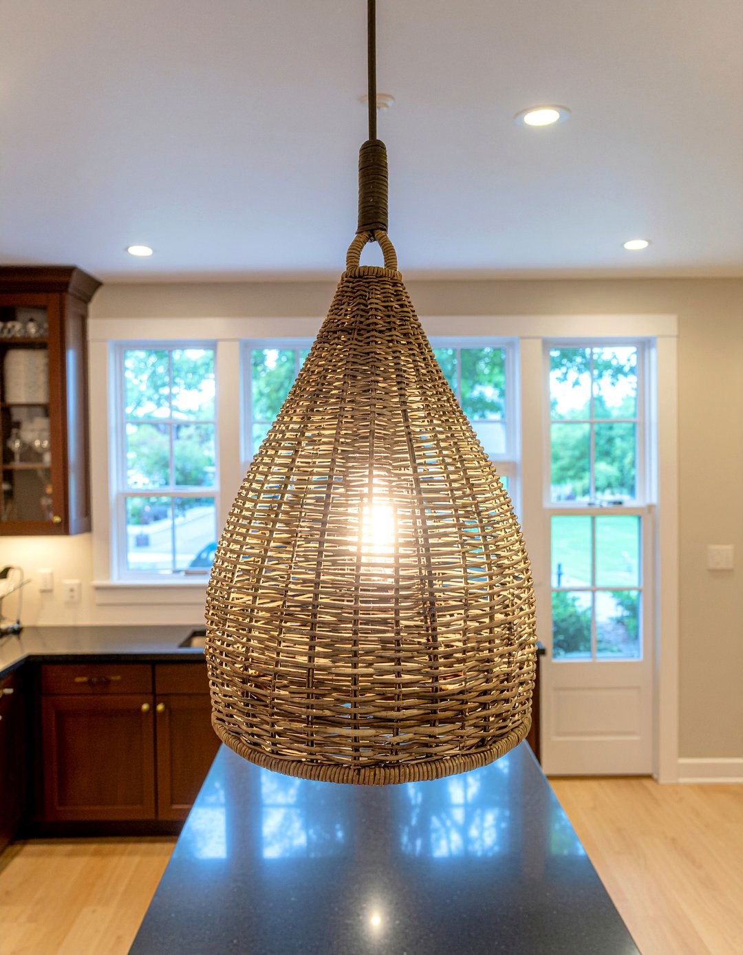 Dark Wood Kitchen Rattan Pendant - 30 rattan pendant kitchen ideas
