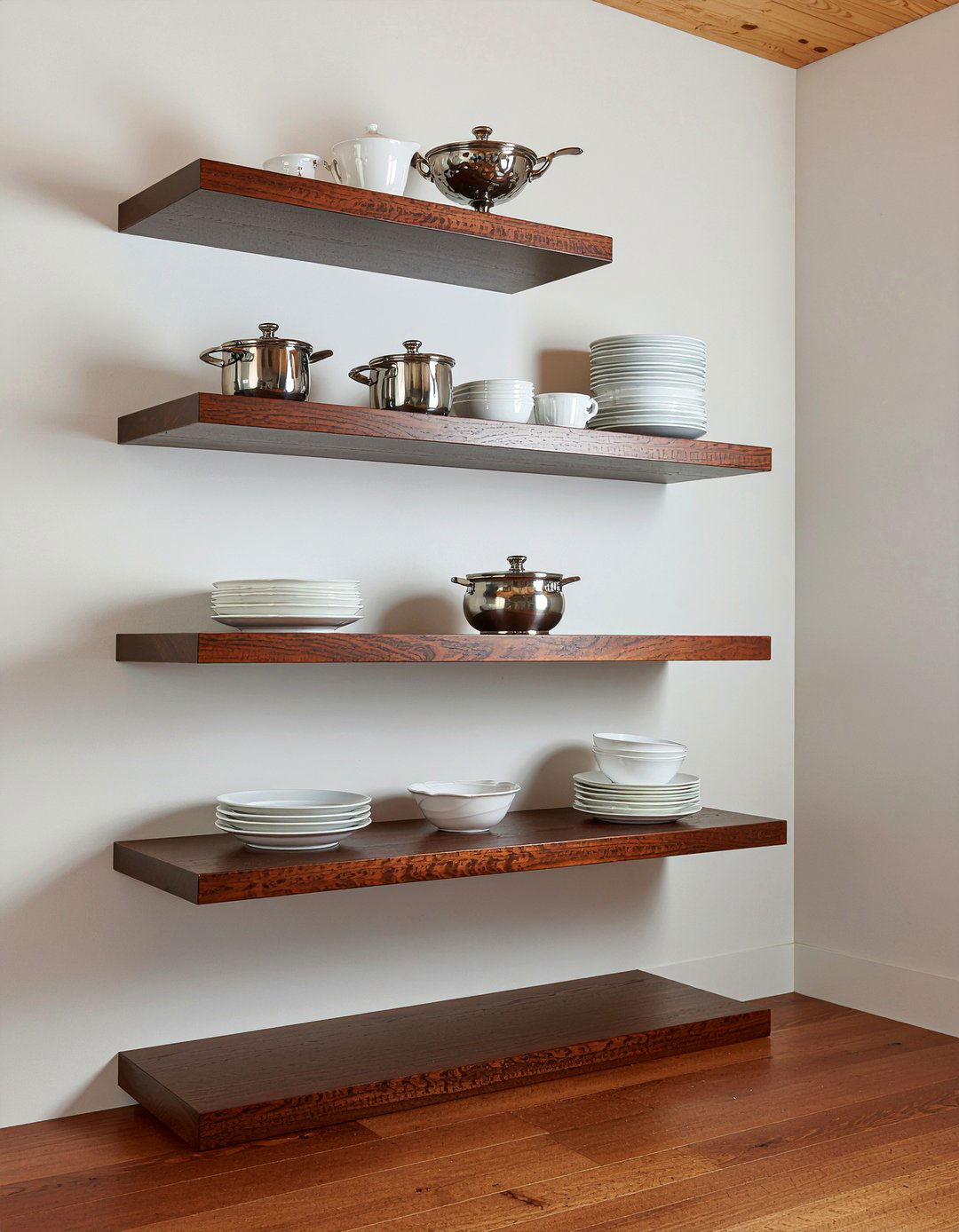 Dark Wood Kitchen Shelf - 30 kitchen shelf decor ideas