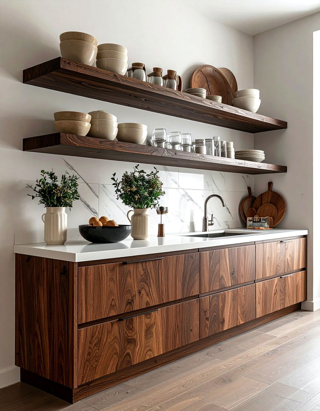 Dark Wood Kitchen Shelves - 30 floating shelf kitchen ideas