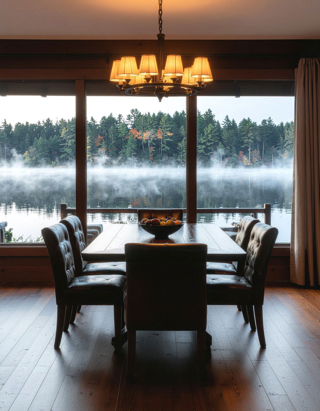 Dark Wood Lake Cabin Dining - 30 lakeside dining room ideas