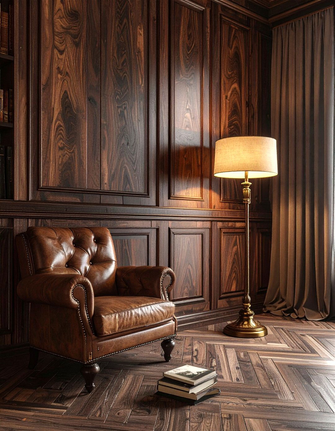 Dark Wood Paneling Wall - 30 ski chalet living room ideas