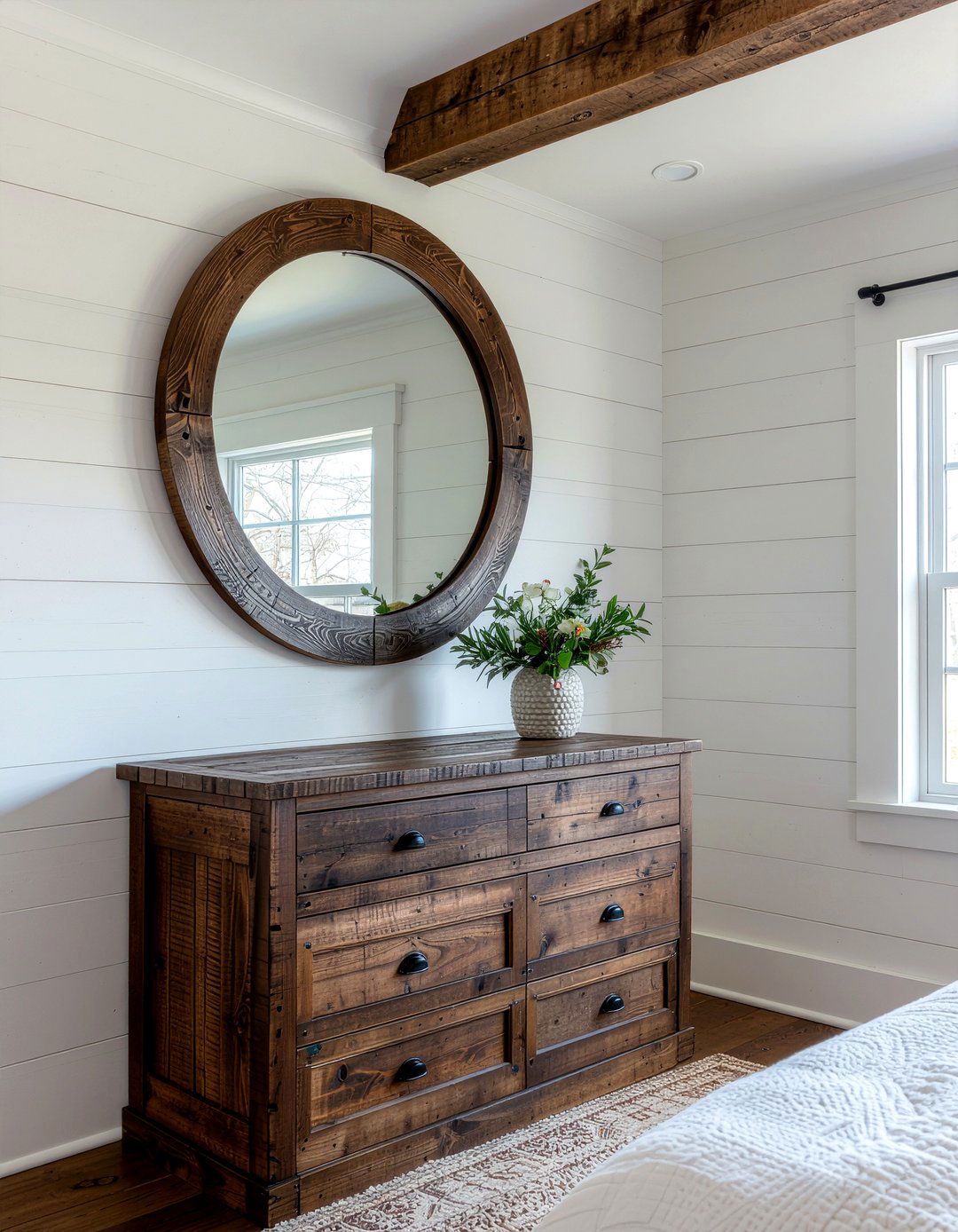 Dark Wood Round Mirror Farmhouse - 30 bedroom round mirrors