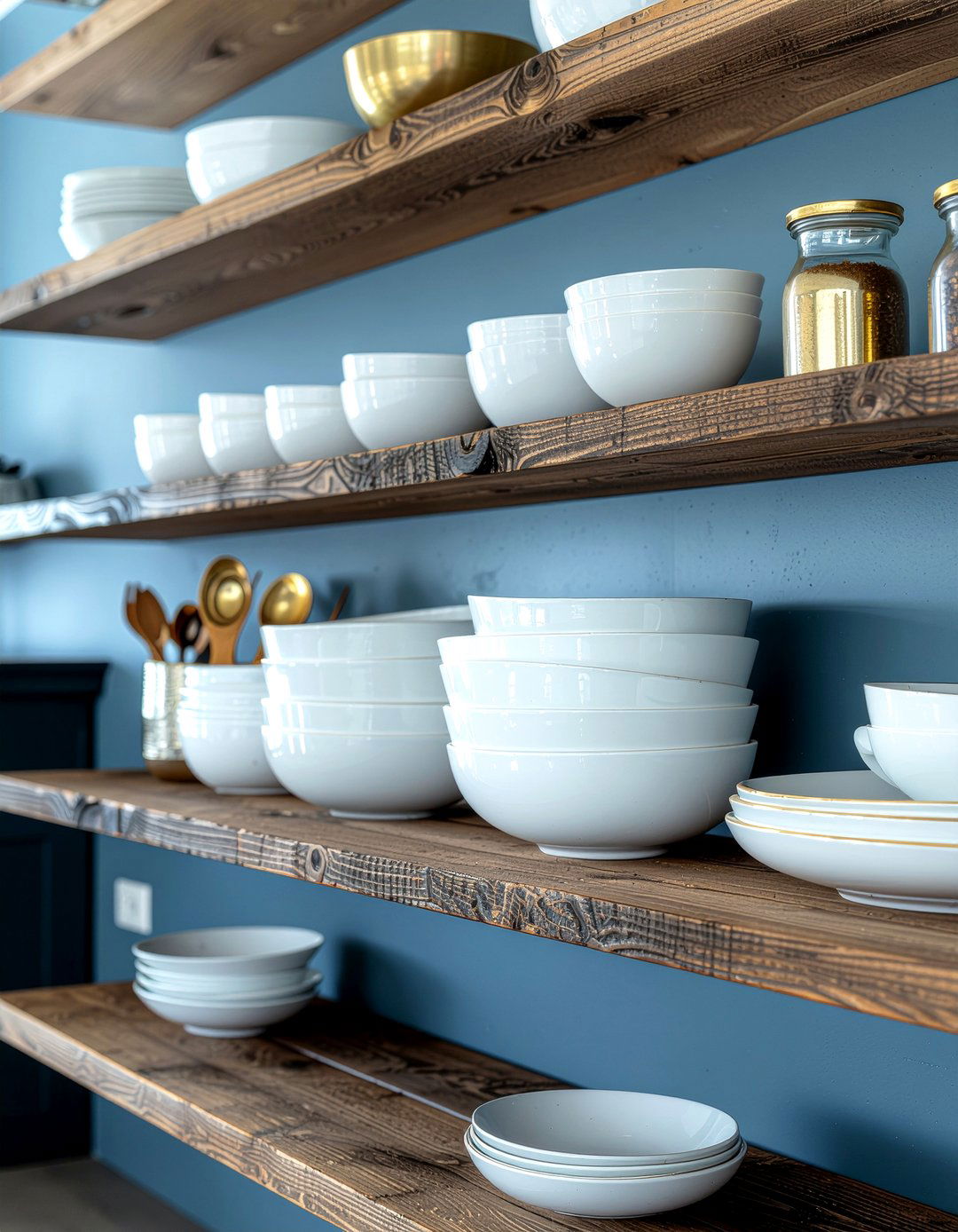 Dark Wood Shelving - 30 open shelving kitchen ideas