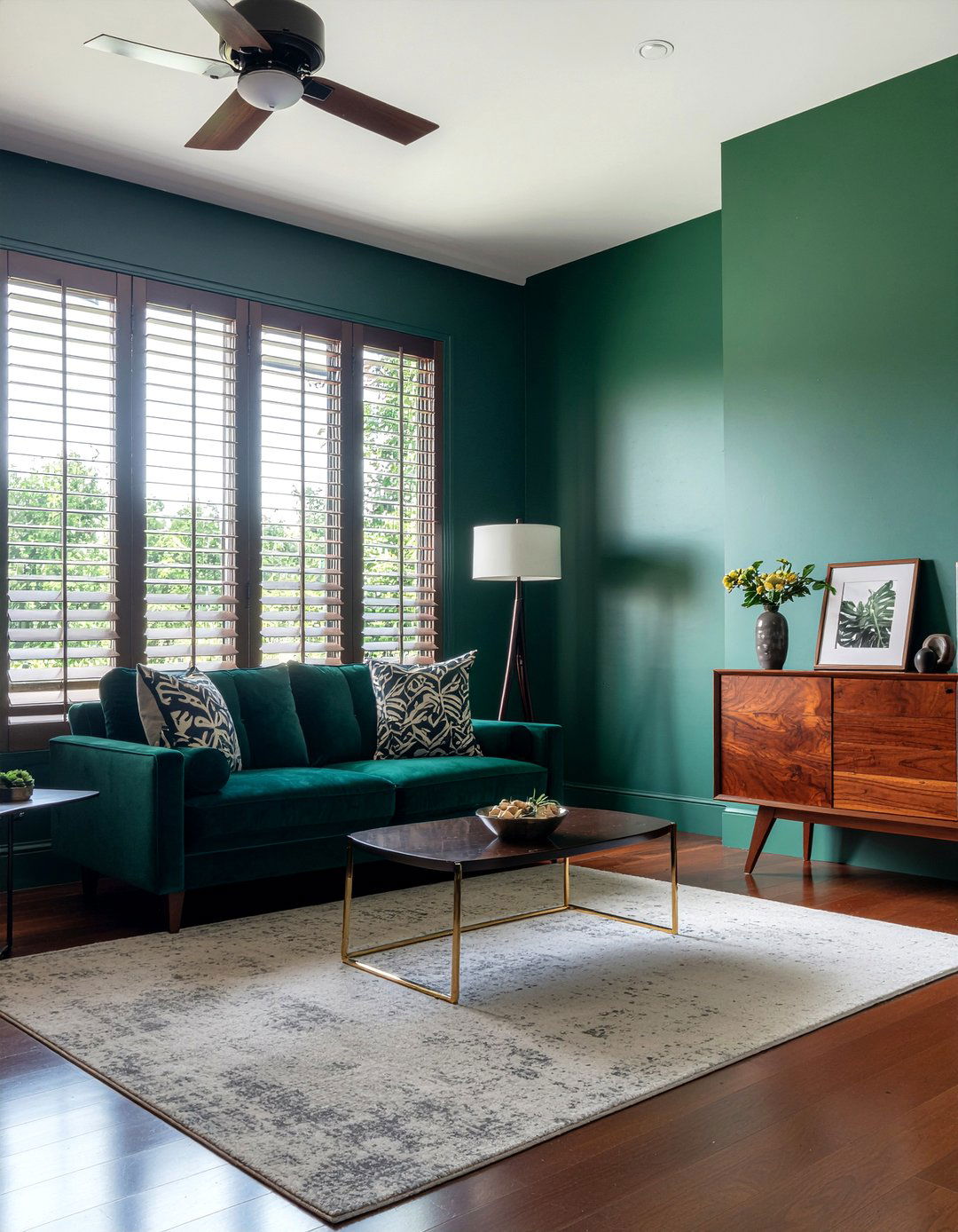 Dark Wood Shutters - 30 living room plantation shutters