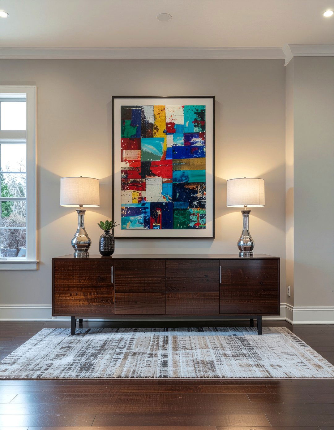 Dark Wood Sideboard - 30 living room anchor piece ideas