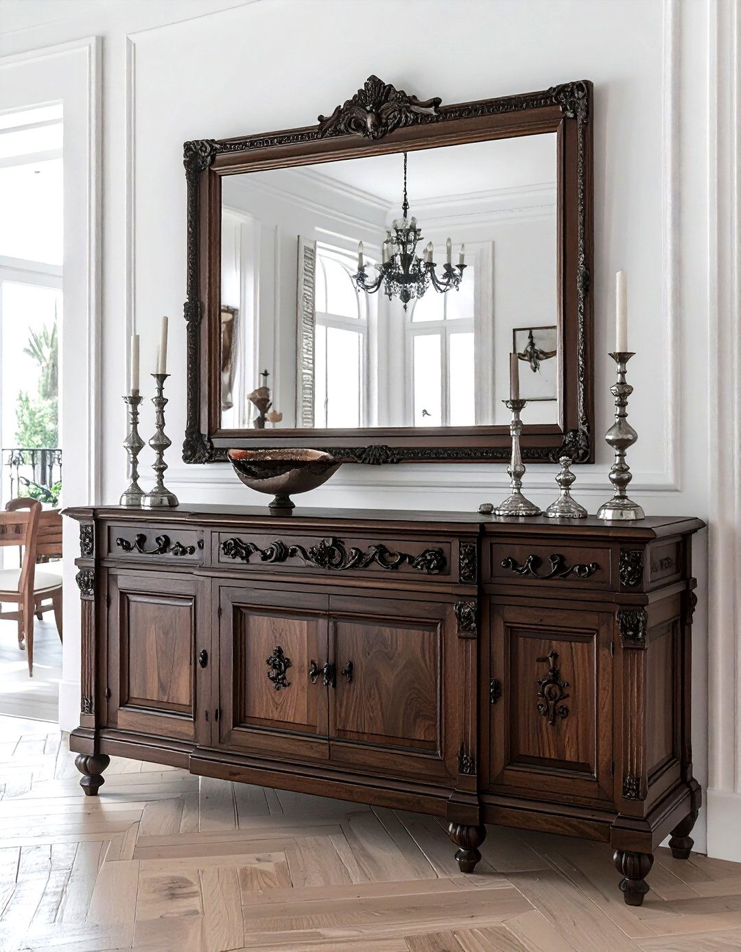 Dark Wood Sideboard - 30 Spanish dining room ideas