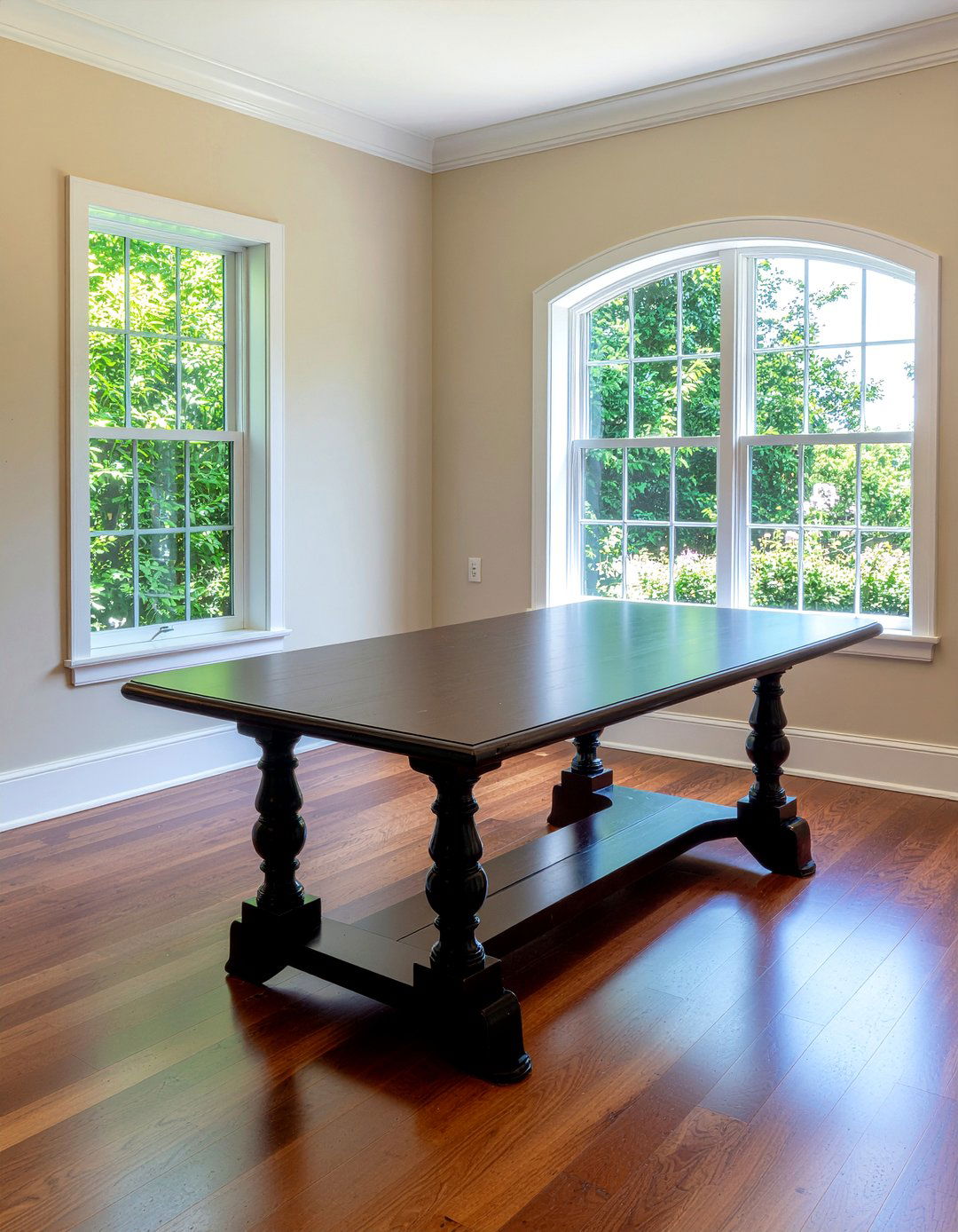 Dark Wood Trestle Table - 30 colonial dining room ideas
