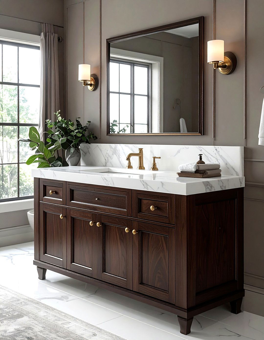 Dark Wood Vanity - 30 Victorian bathroom ideas