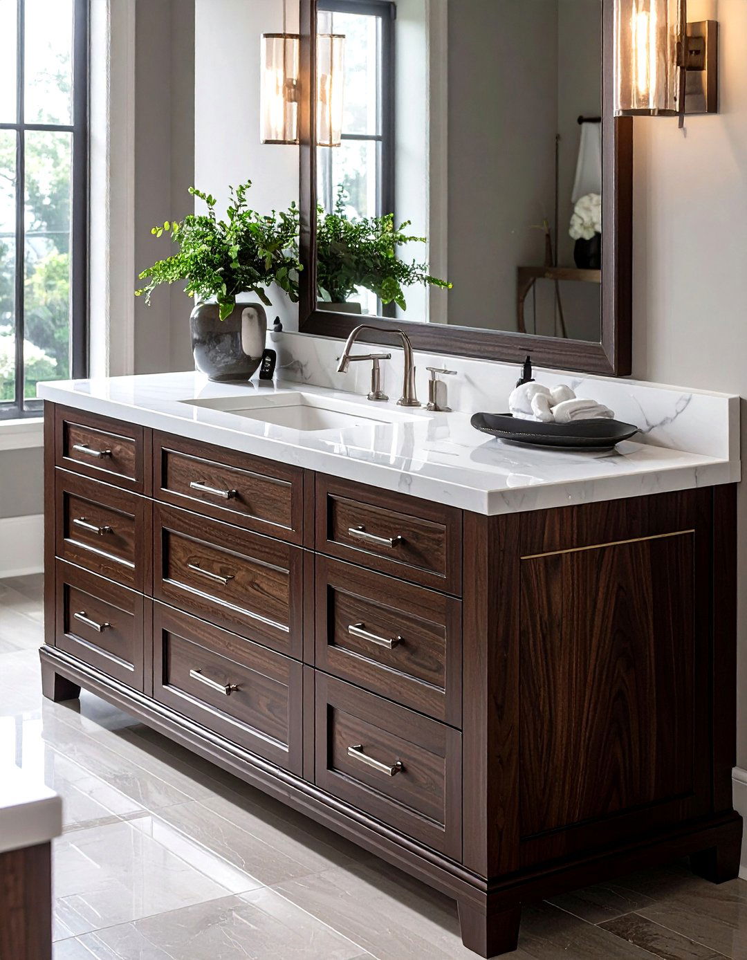 Dark Wood Vanity Polished Nickel - 30 polished nickel bathroom ideas