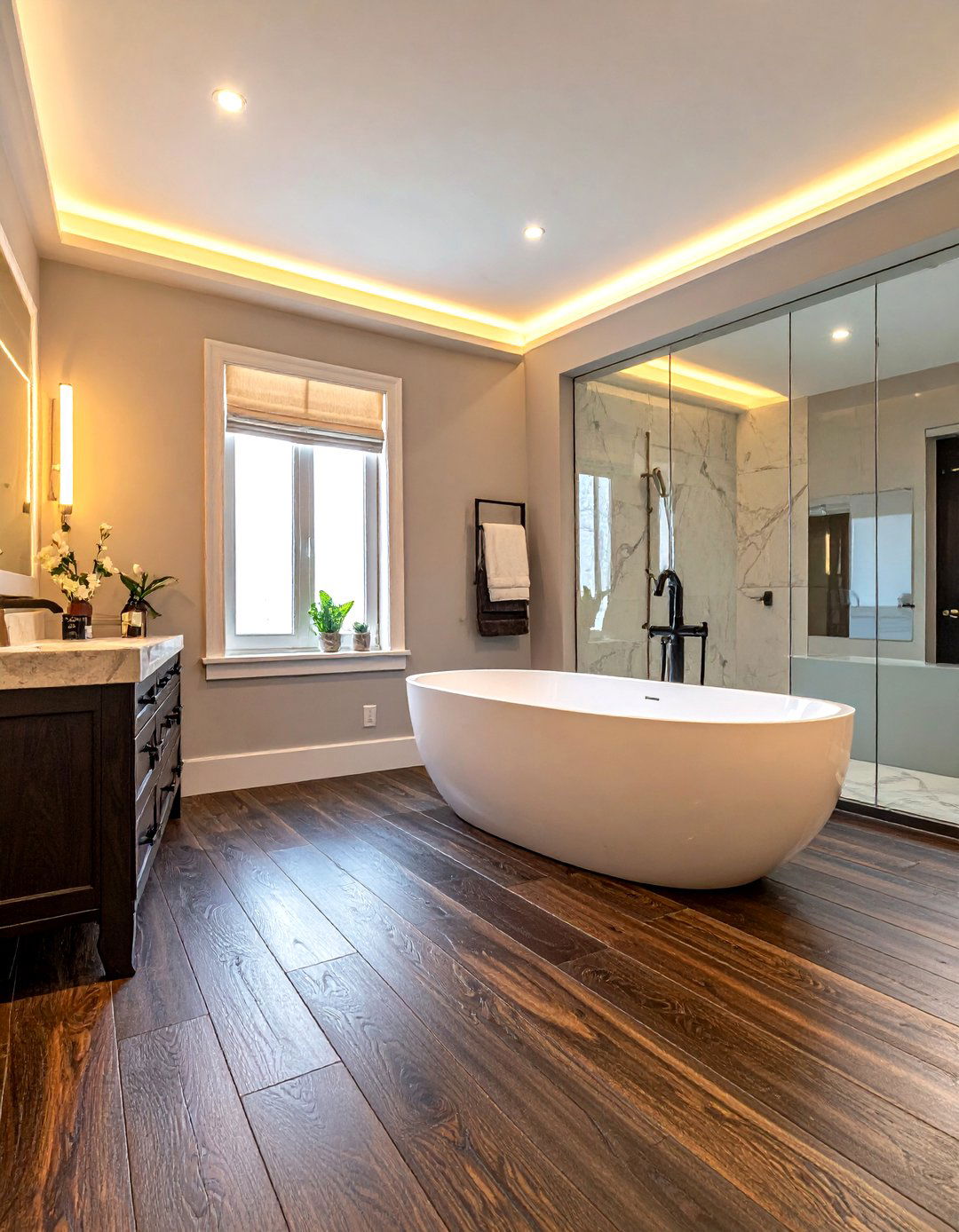Dark Wood Vinyl - 30 bathroom vinyl flooring ideas