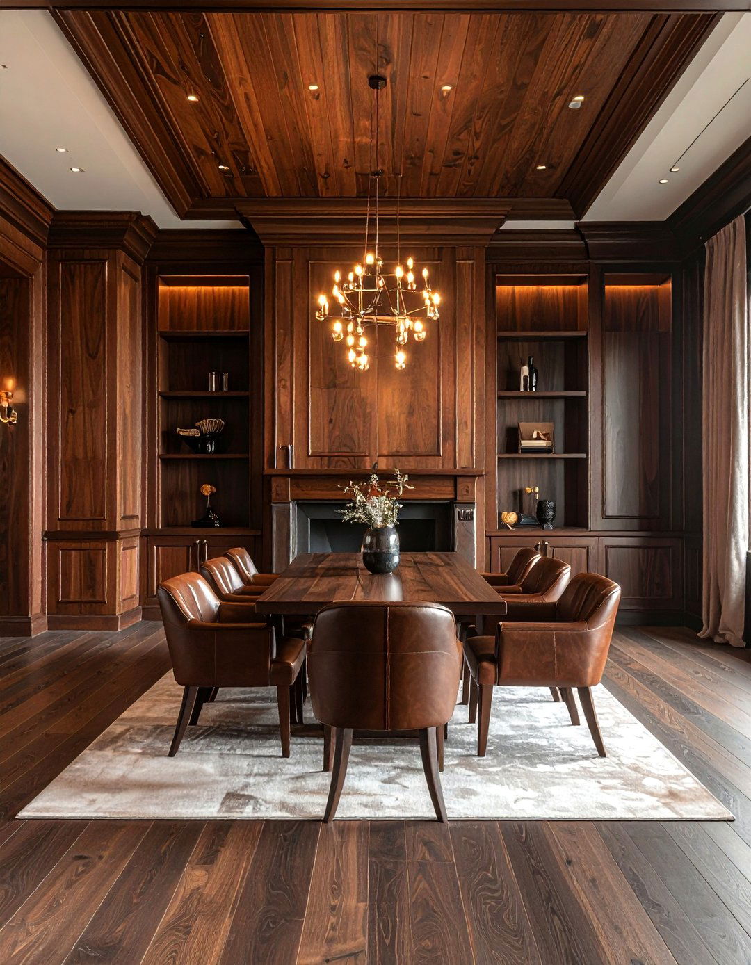 Dark Wood Wall Paneling - 30 stately dining room ideas