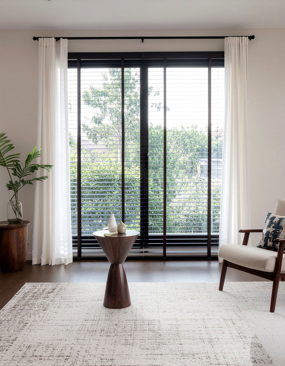 Dark Wood Window Blinds - 30 espresso living room ideas