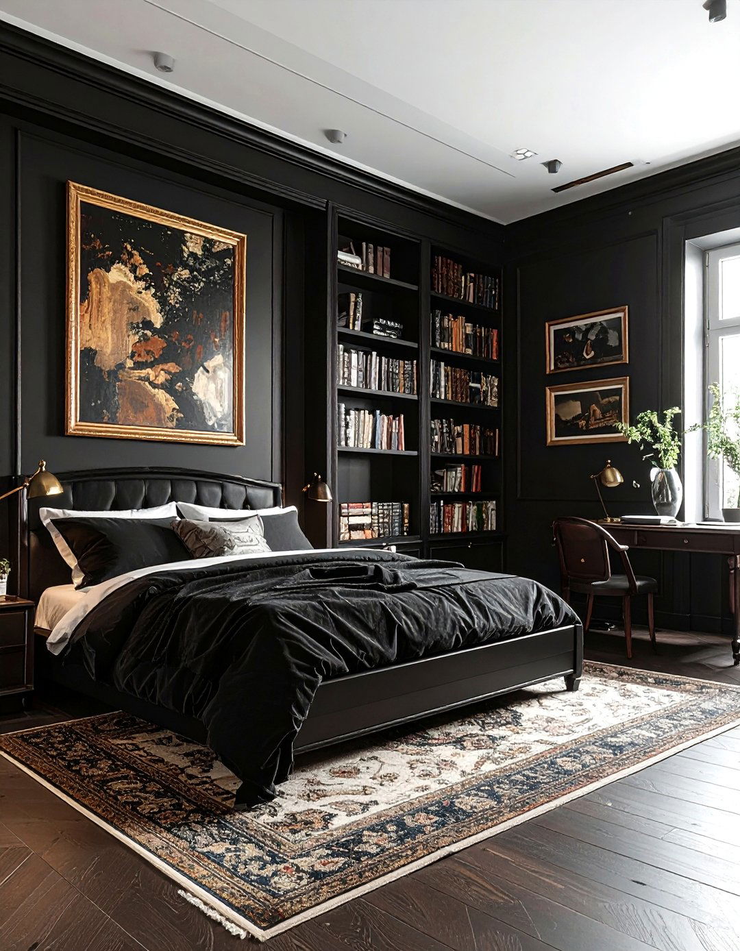 Dark academia black bedroom - 30 black bedroom decor ideas