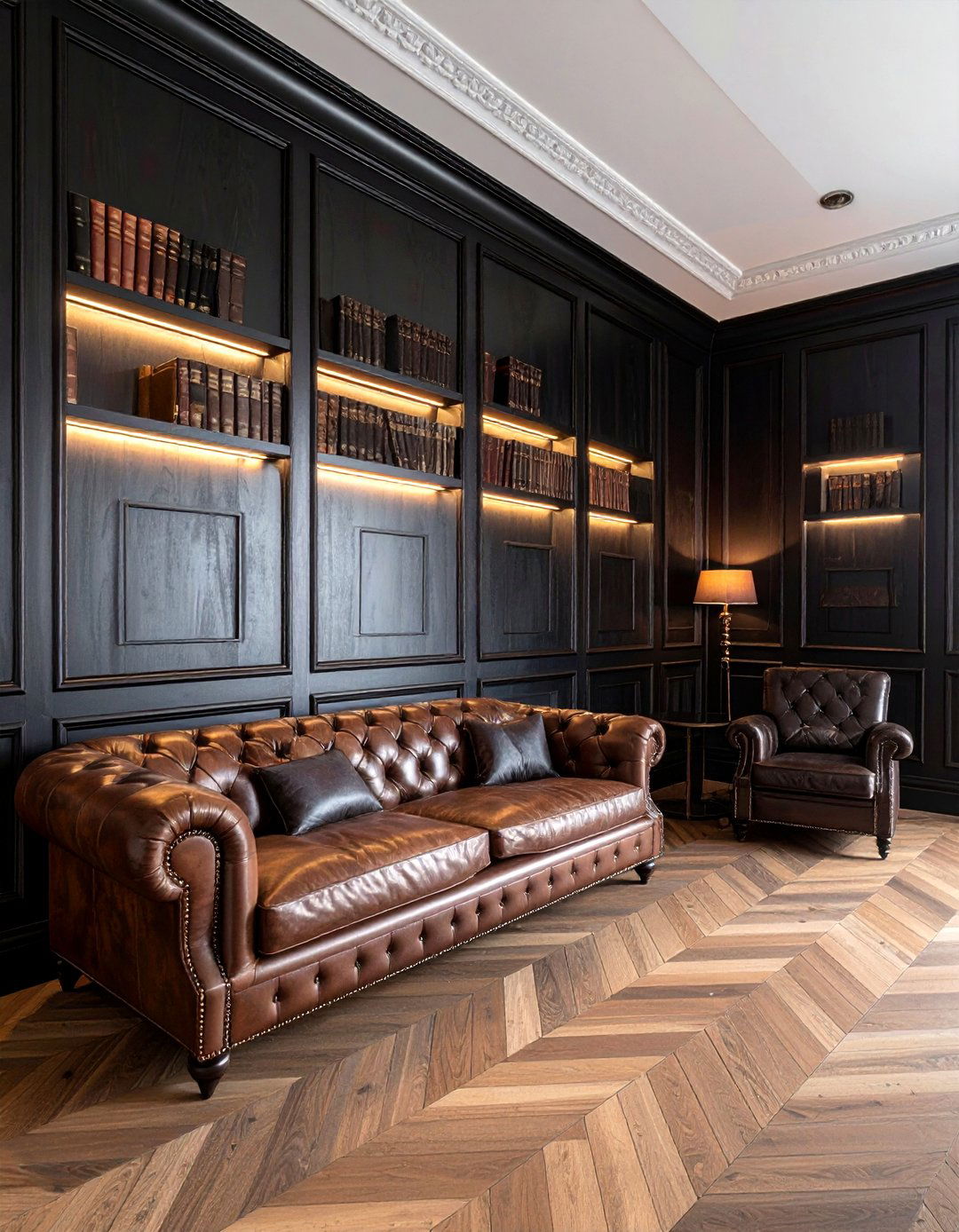 Dark academia library wall - 30 living room built-in ideas