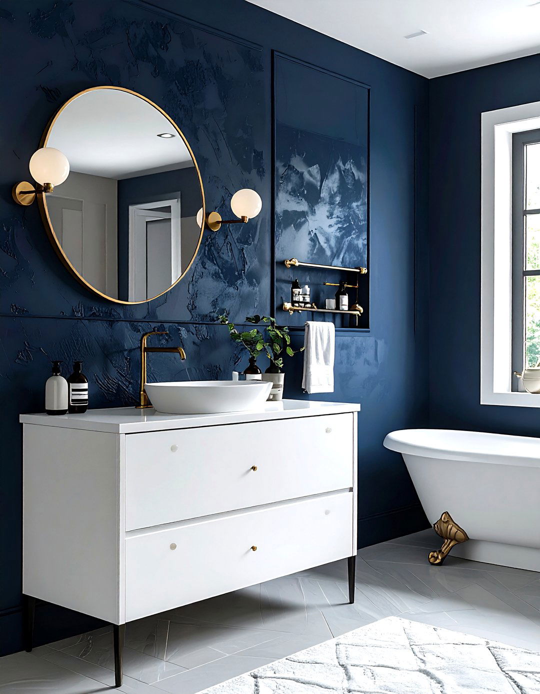 Dark accent wall - 30 tiny bathroom ideas