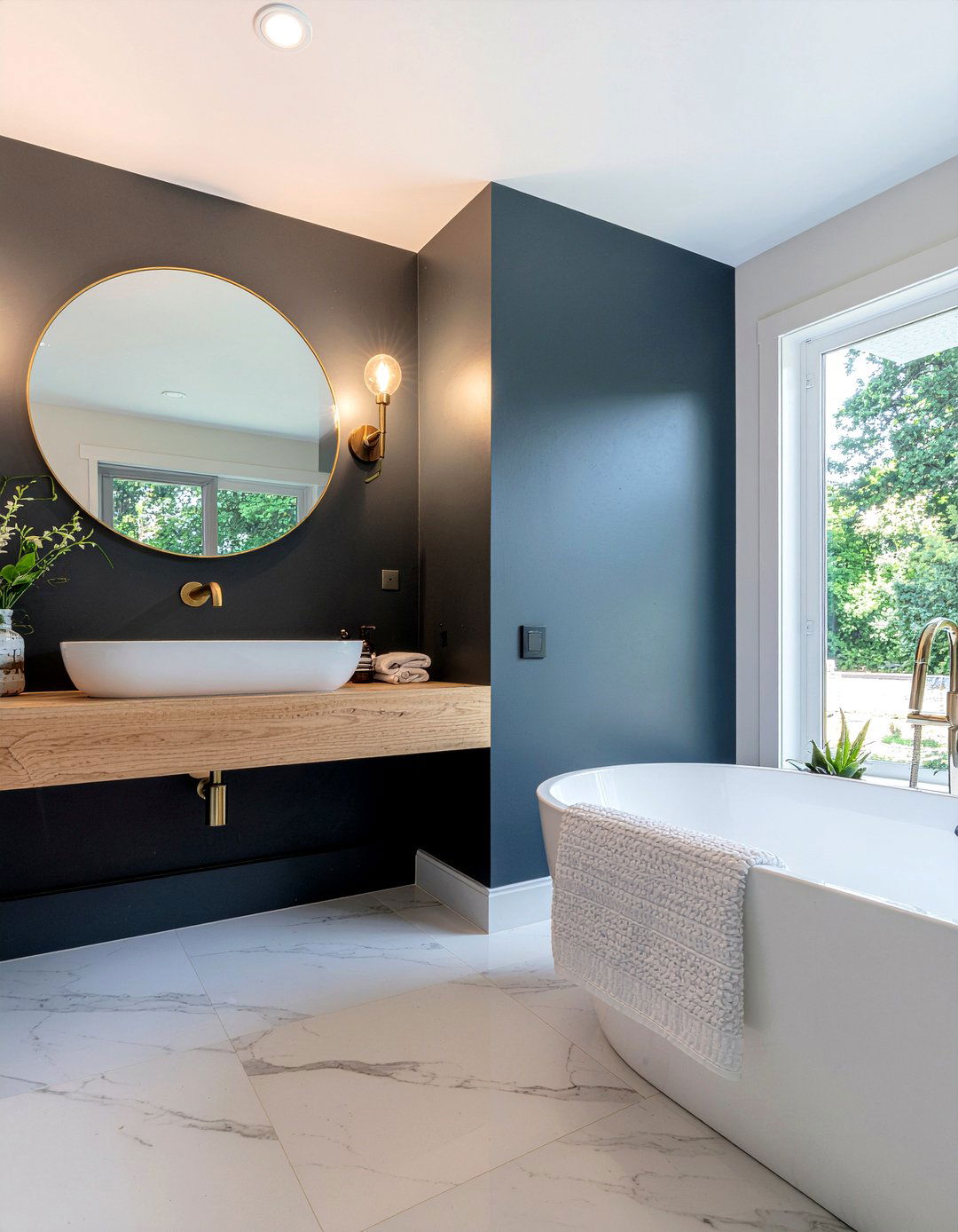 Dark accent wall bathroom - 30 bathroom depth ideas