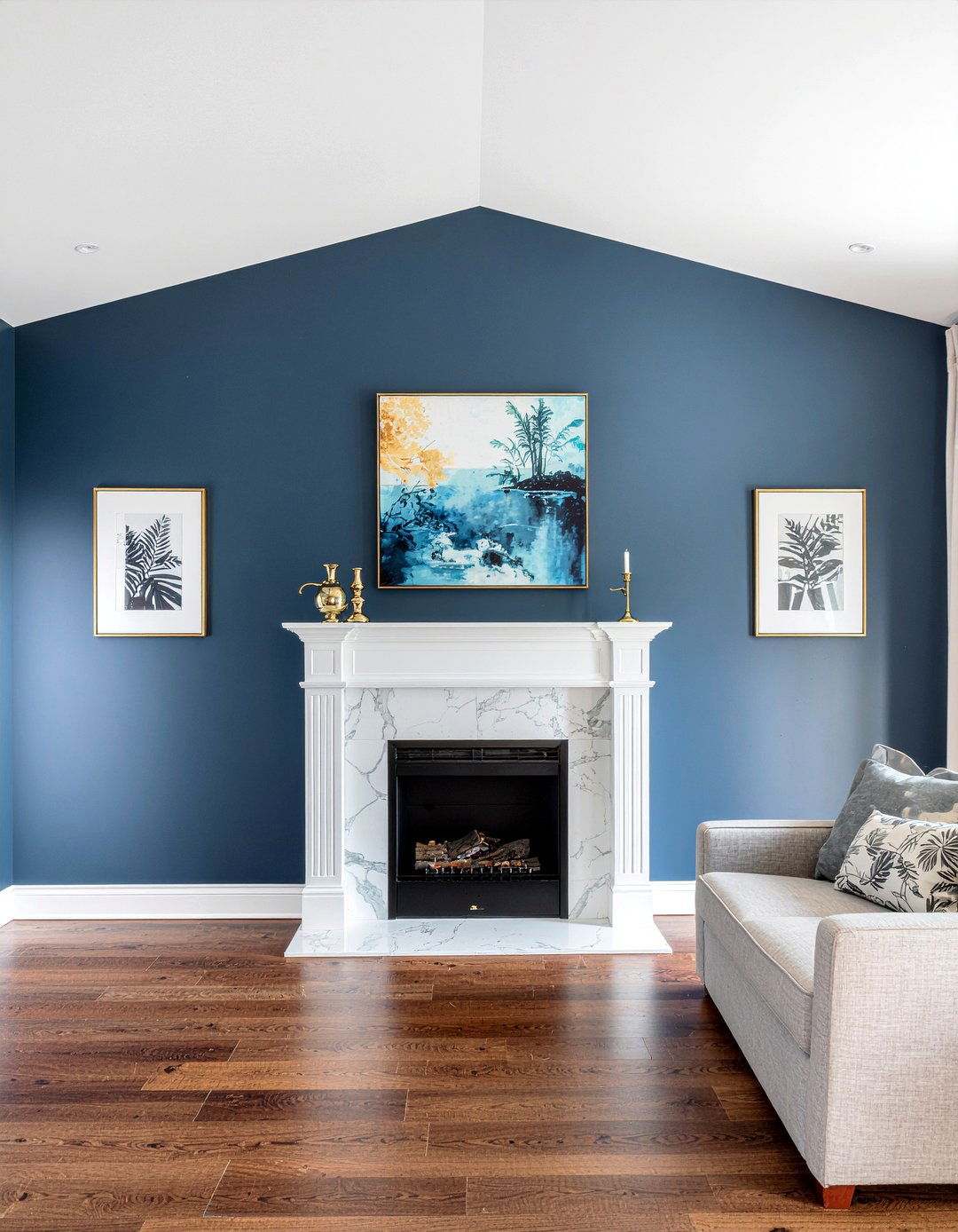 Dark accent wall fireplace - 30 living room modern fireplace ideas