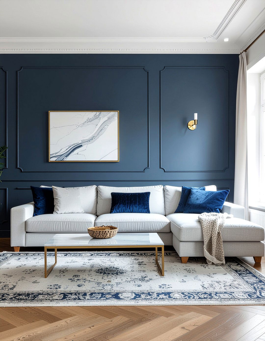 Dark accent wall living room - 30 double height living room ideas