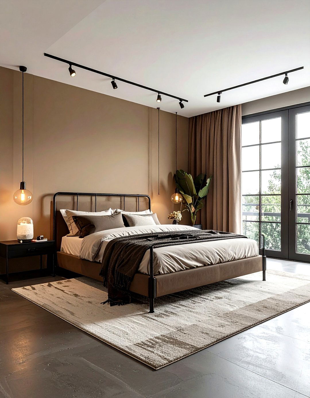 Dark beige industrial bedroom - 30 industrial beige bedroom ideas