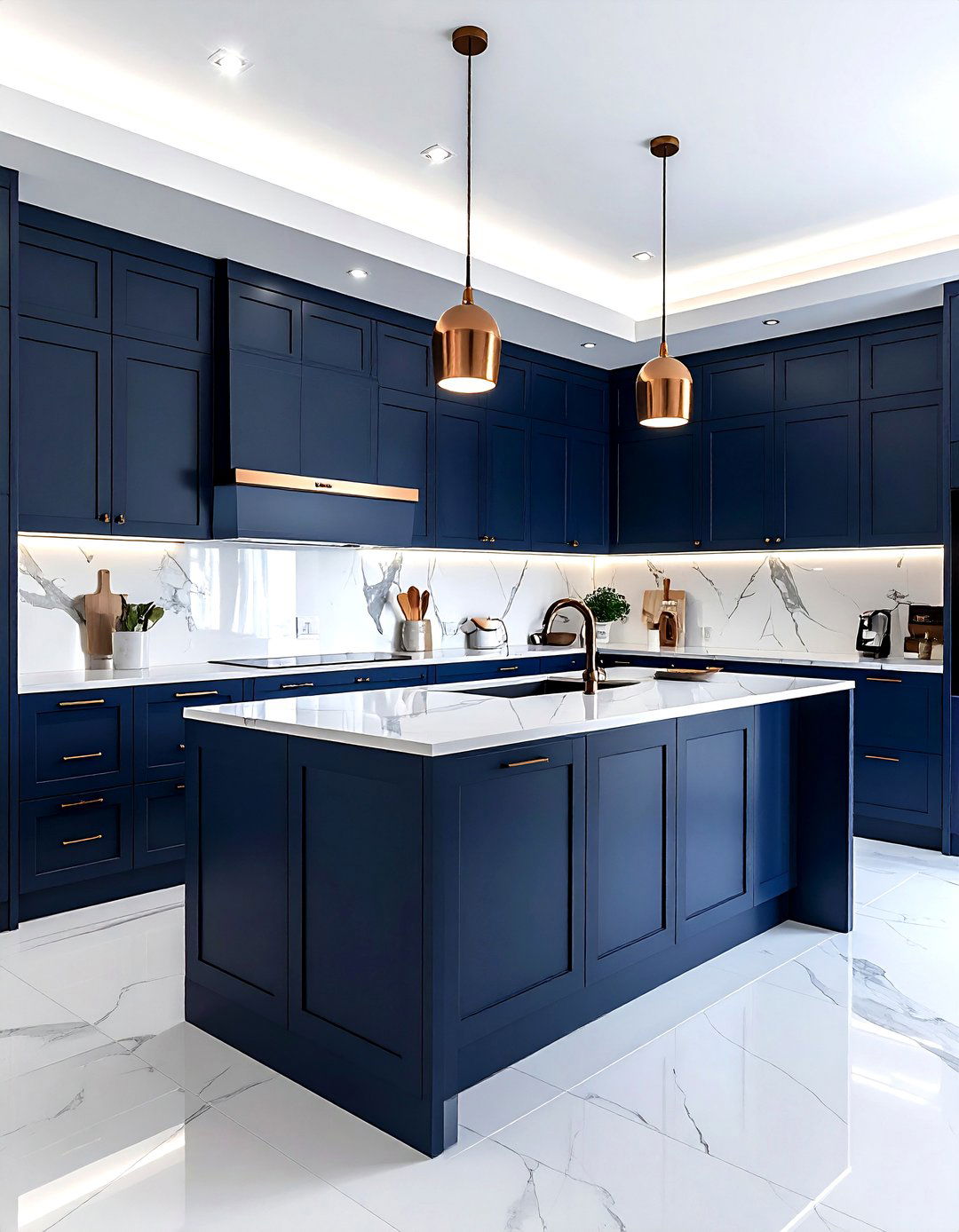 Dark blue U shaped kitchen - 30 U-shaped kitchen ideas