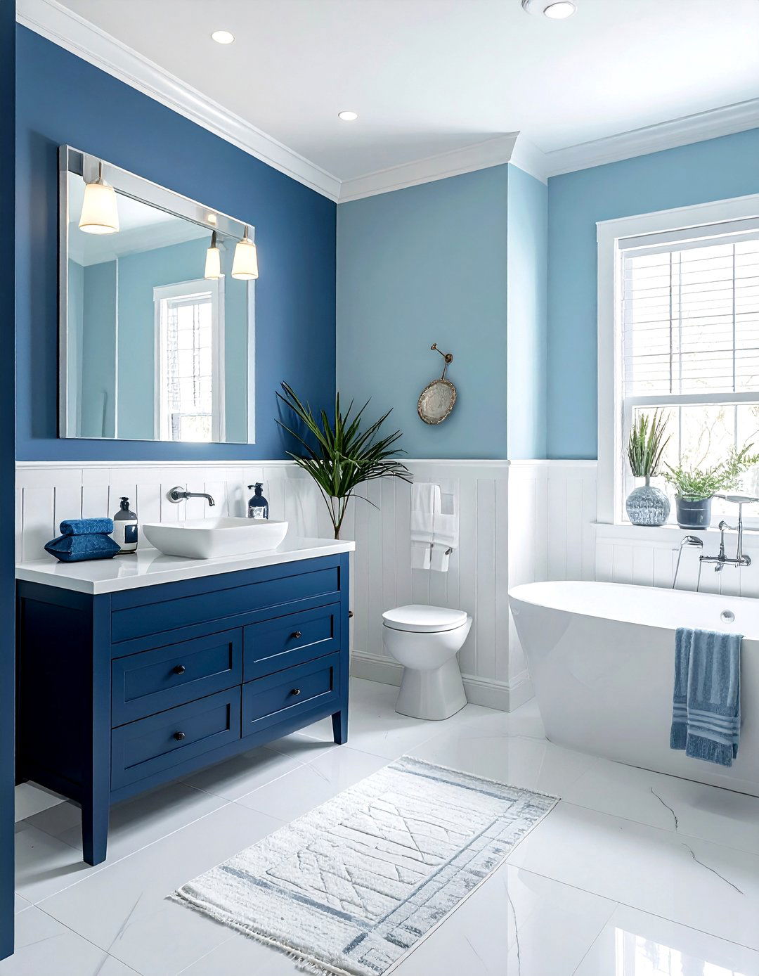 Dark blue and light blue bathroom - 30 two-tone bathroom ideas