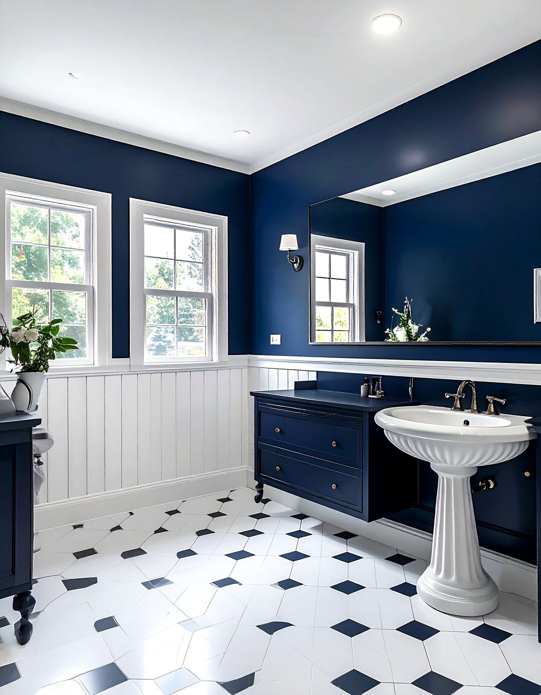 Dark blue bathroom walls - 30 blue bathroom design ideas