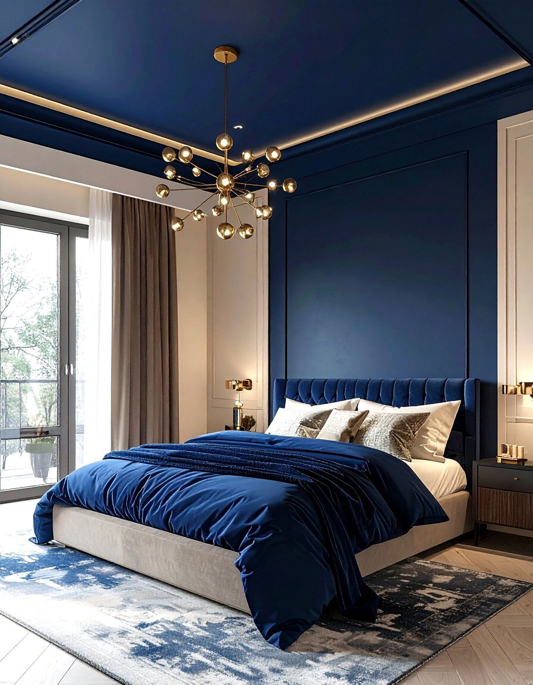 Dark blue ceiling - 30 modern blue bedroom ideas