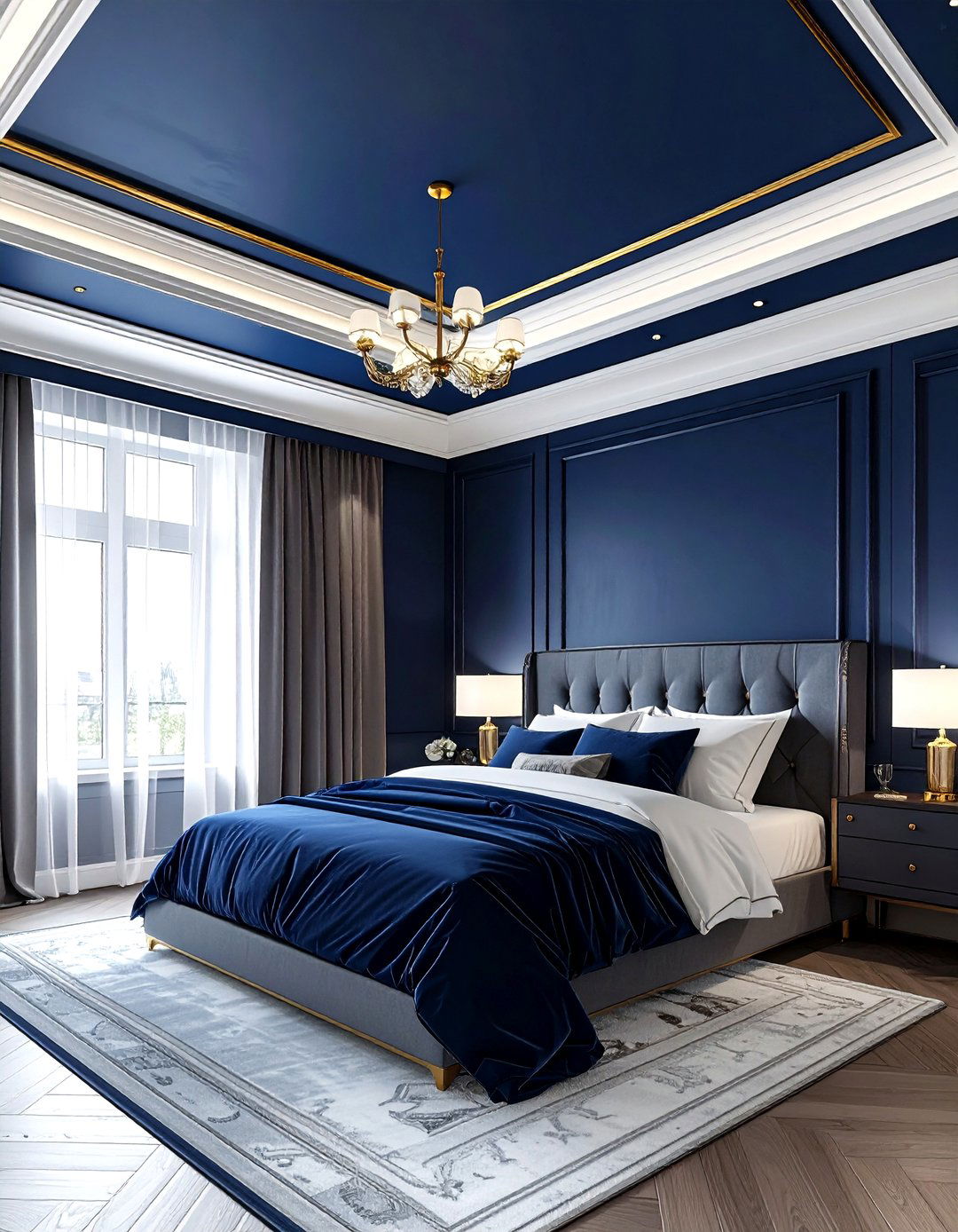 Dark blue ceiling - 30 bedroom ceiling design ideas