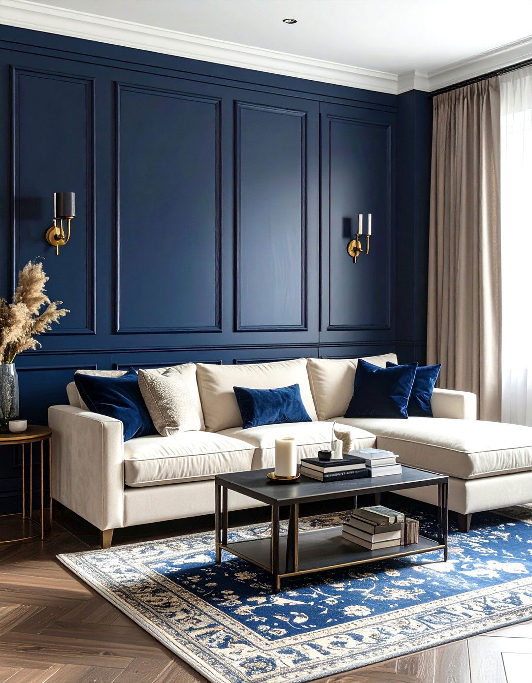 Dark blue farmhouse living room - 30 farmhouse blue living room ideas