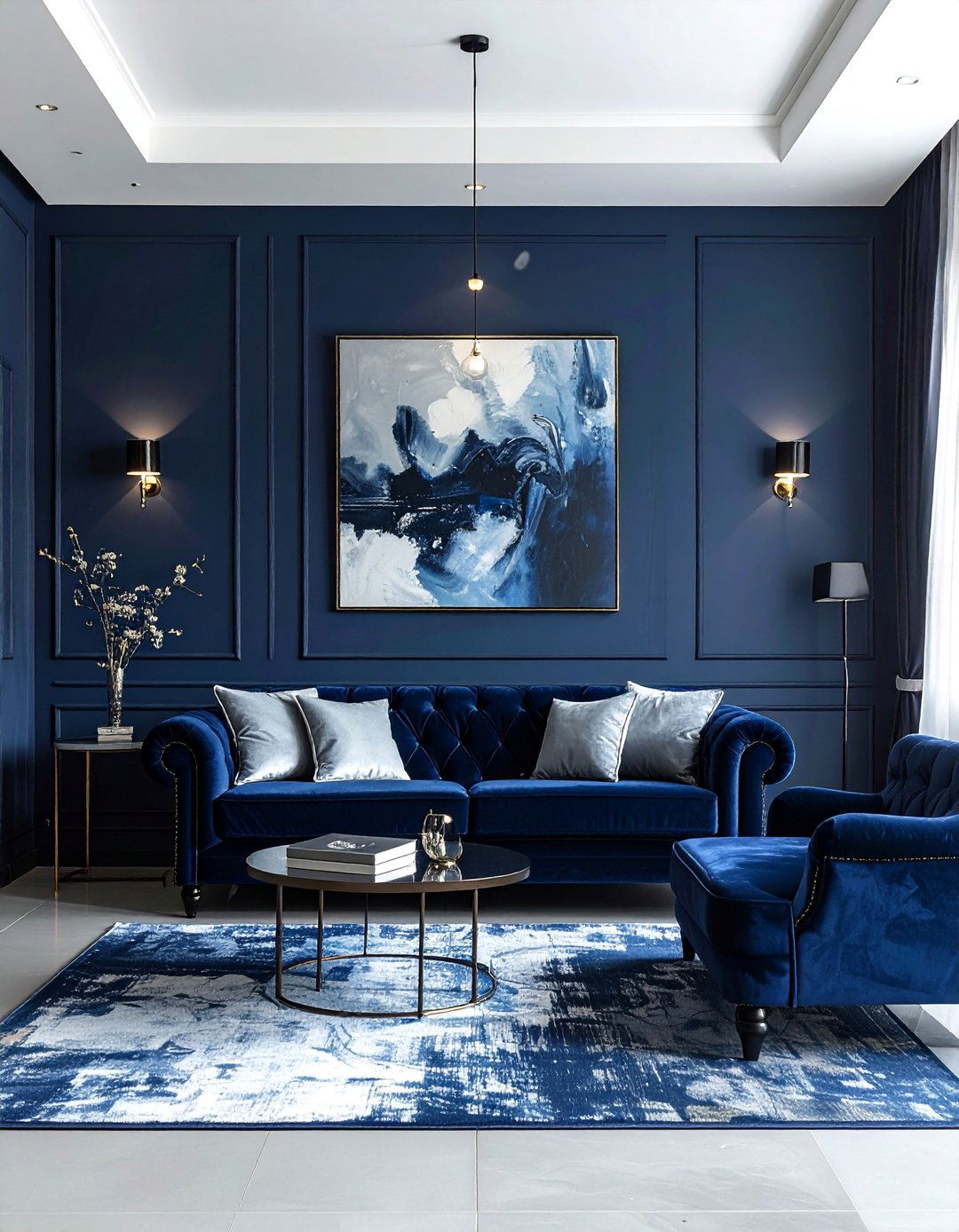 Dark blue living room - 30 blue living room ideas