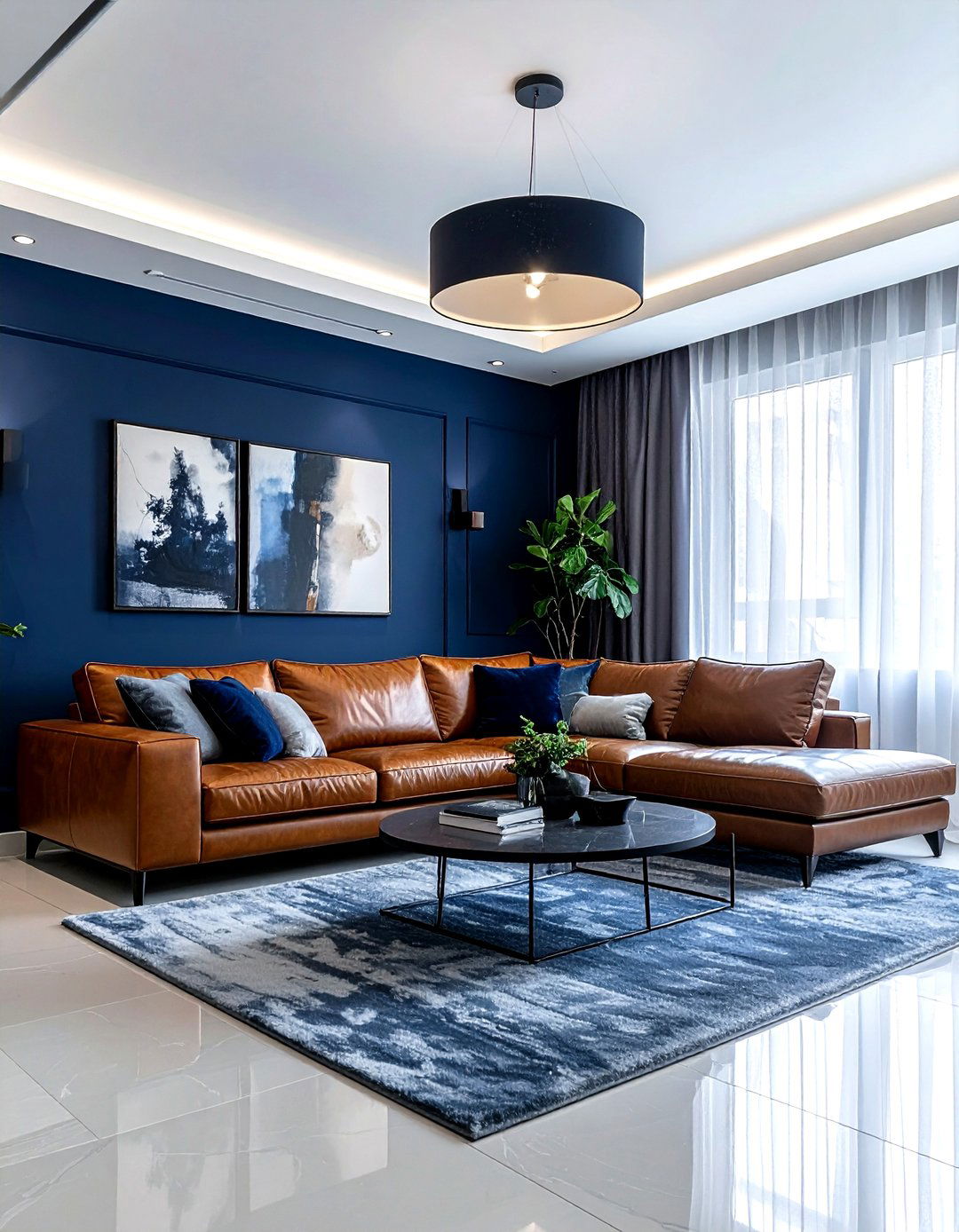 Dark blue living room - 30 modern blue living room ideas