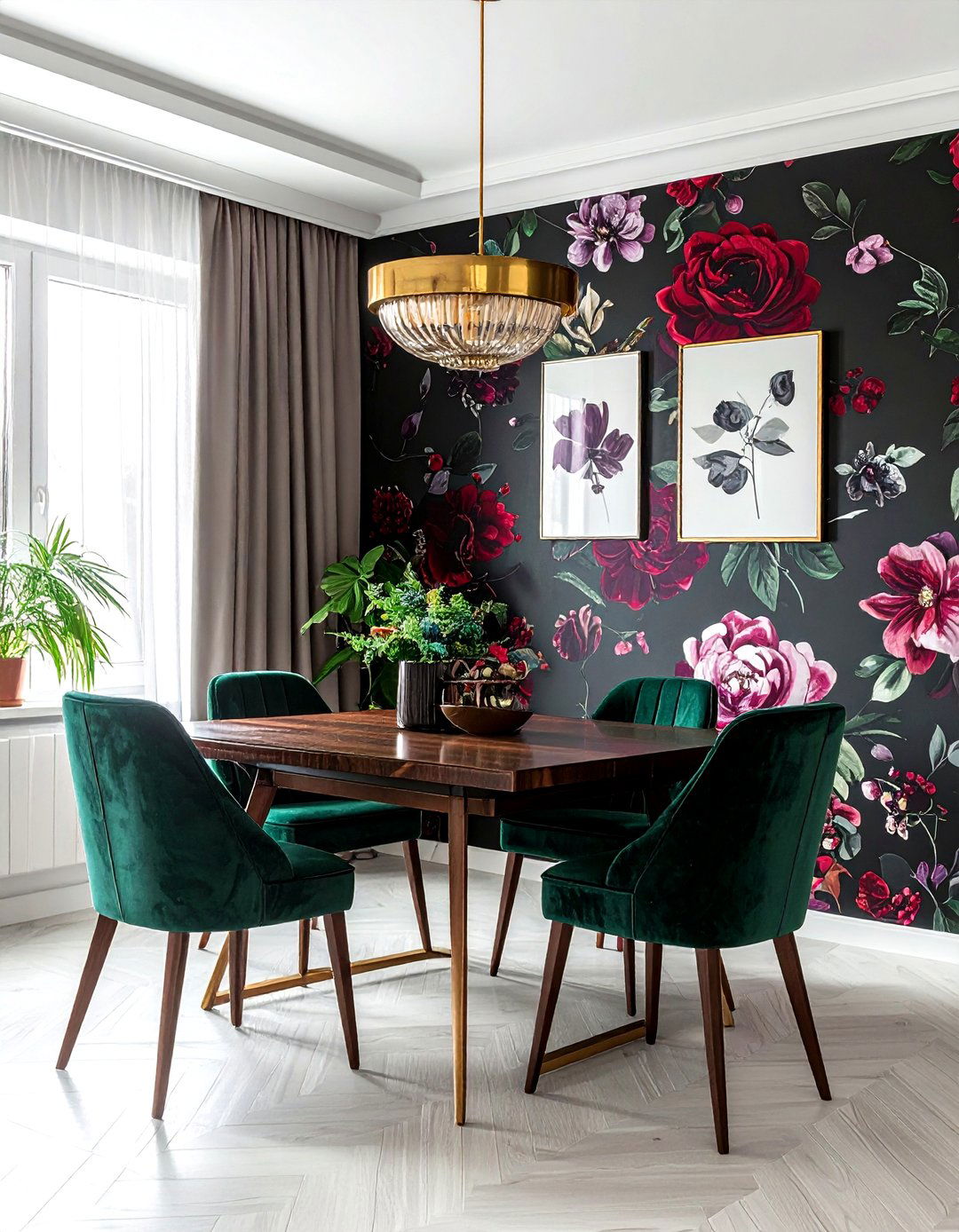 Dark botanical dining room - 30 bold wallpaper dining room ideas