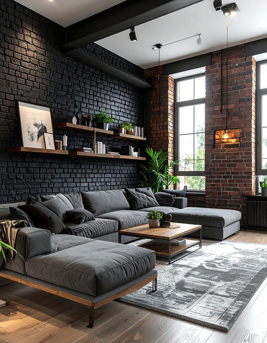 Dark brick wall - 30 moody decor ideas