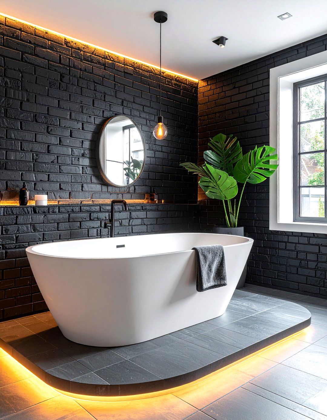 Dark brick - 30 brick bathroom ideas