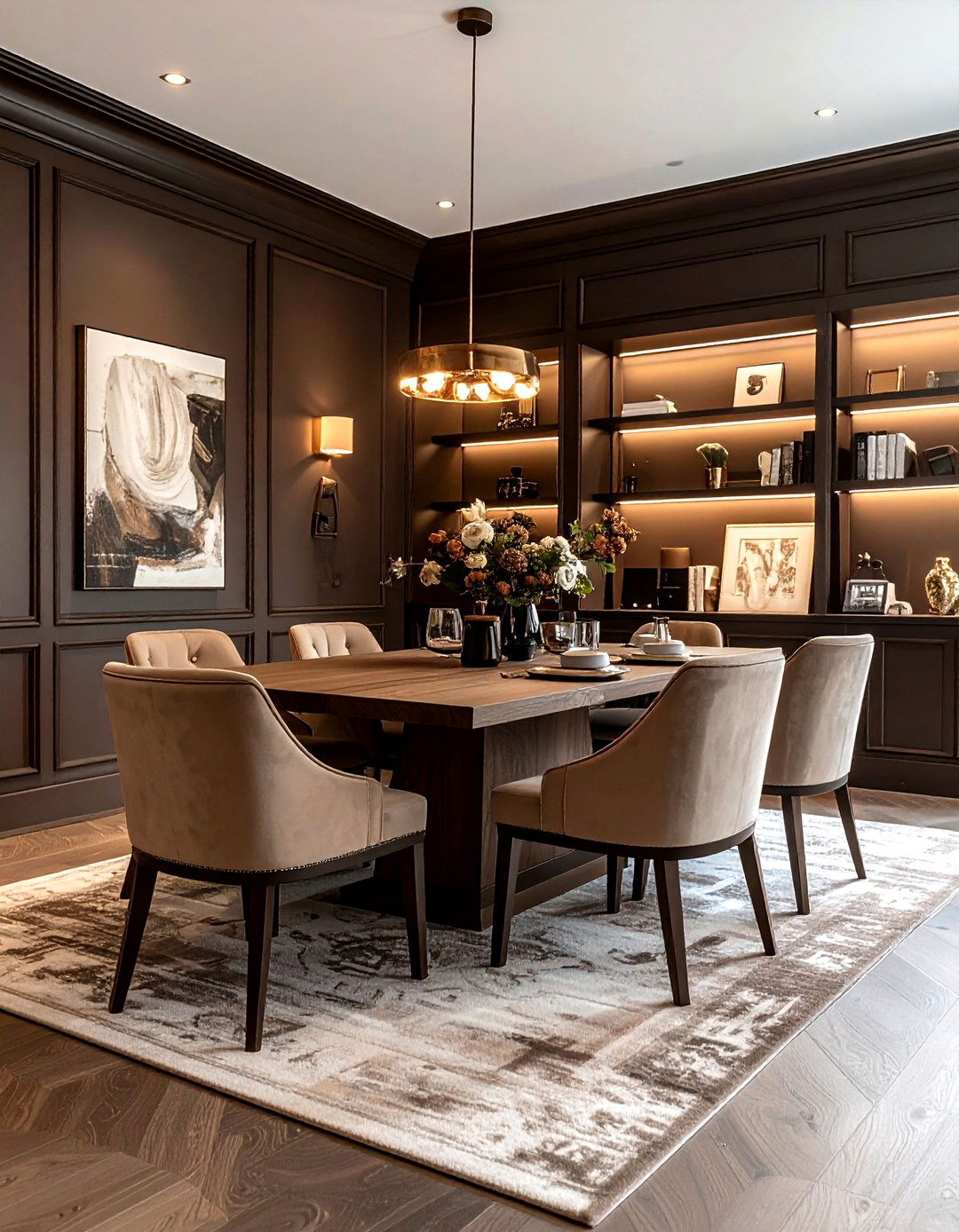 Dark brown dining room - 30 dining room paint ideas